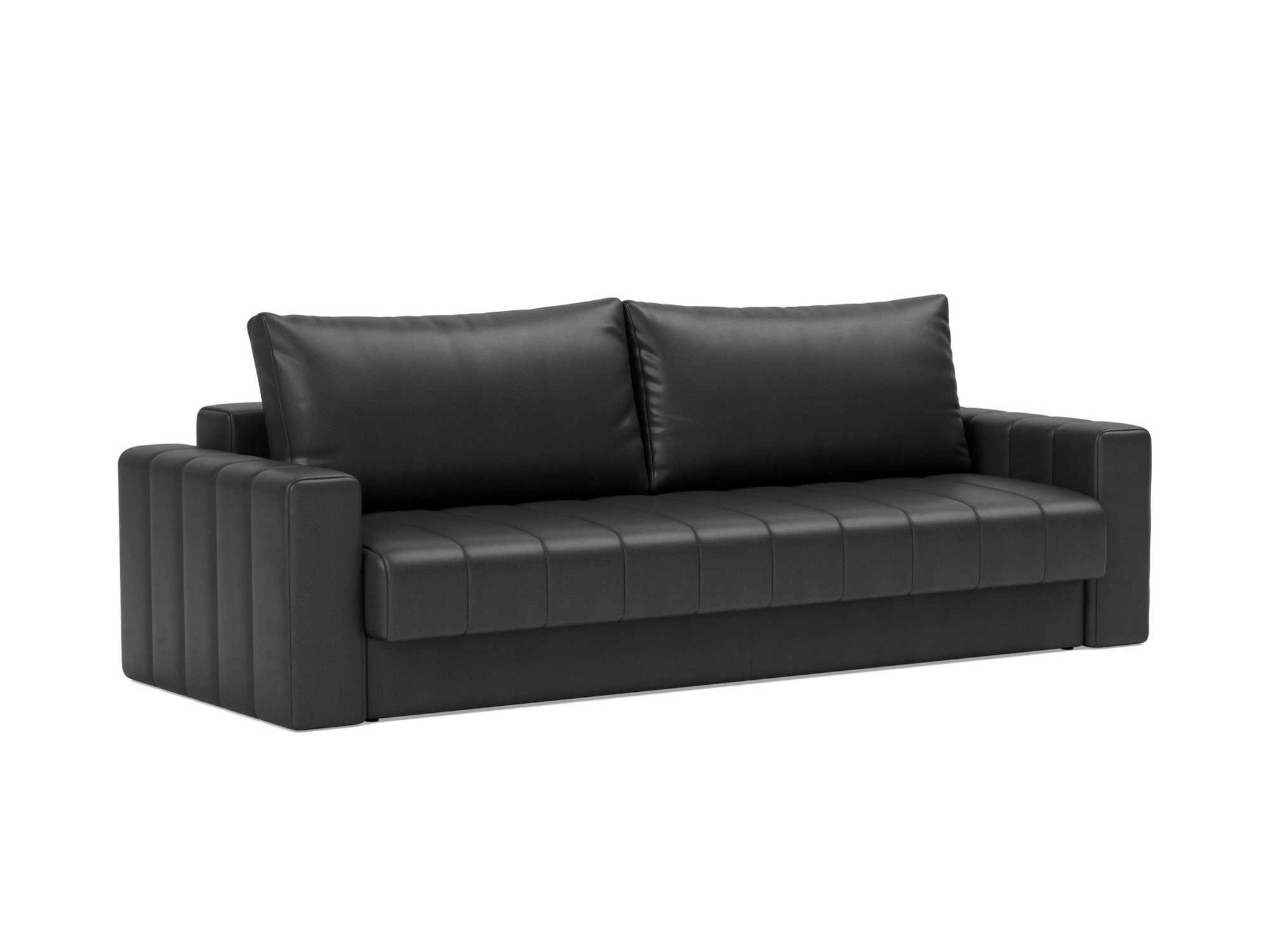 Schlafsofa Akello mit Armlehnen Lederoptik Faunal 550-Black