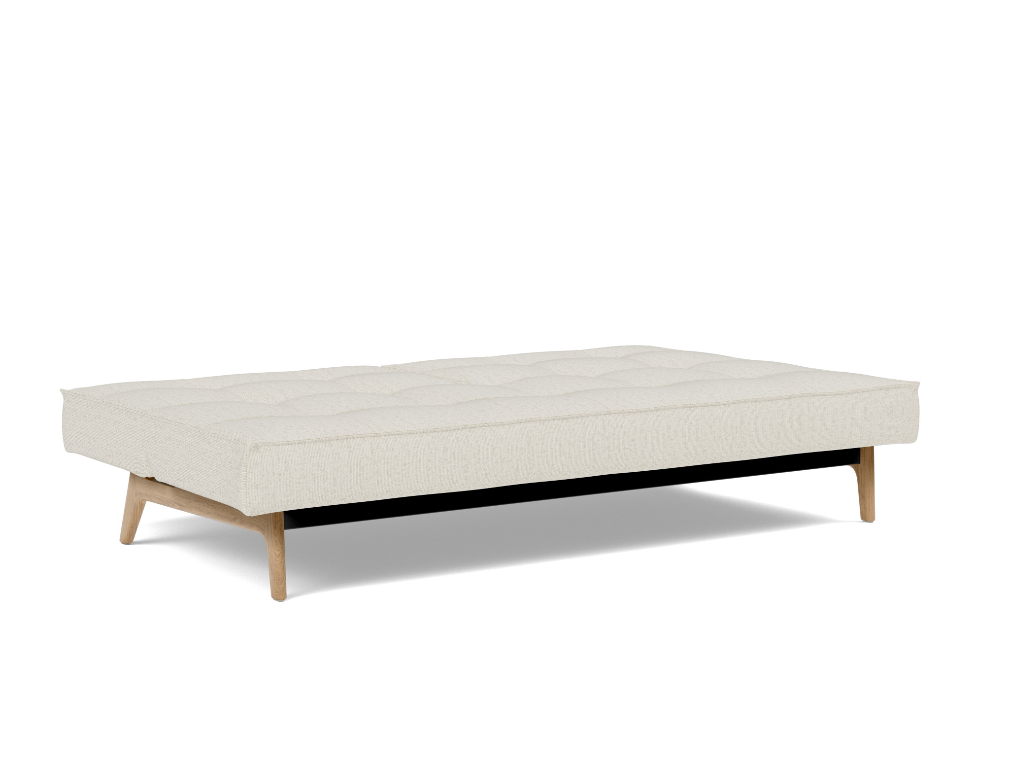 Schlafsofa Splitback Boucle Skandi 531-Off-White Beine Eiche