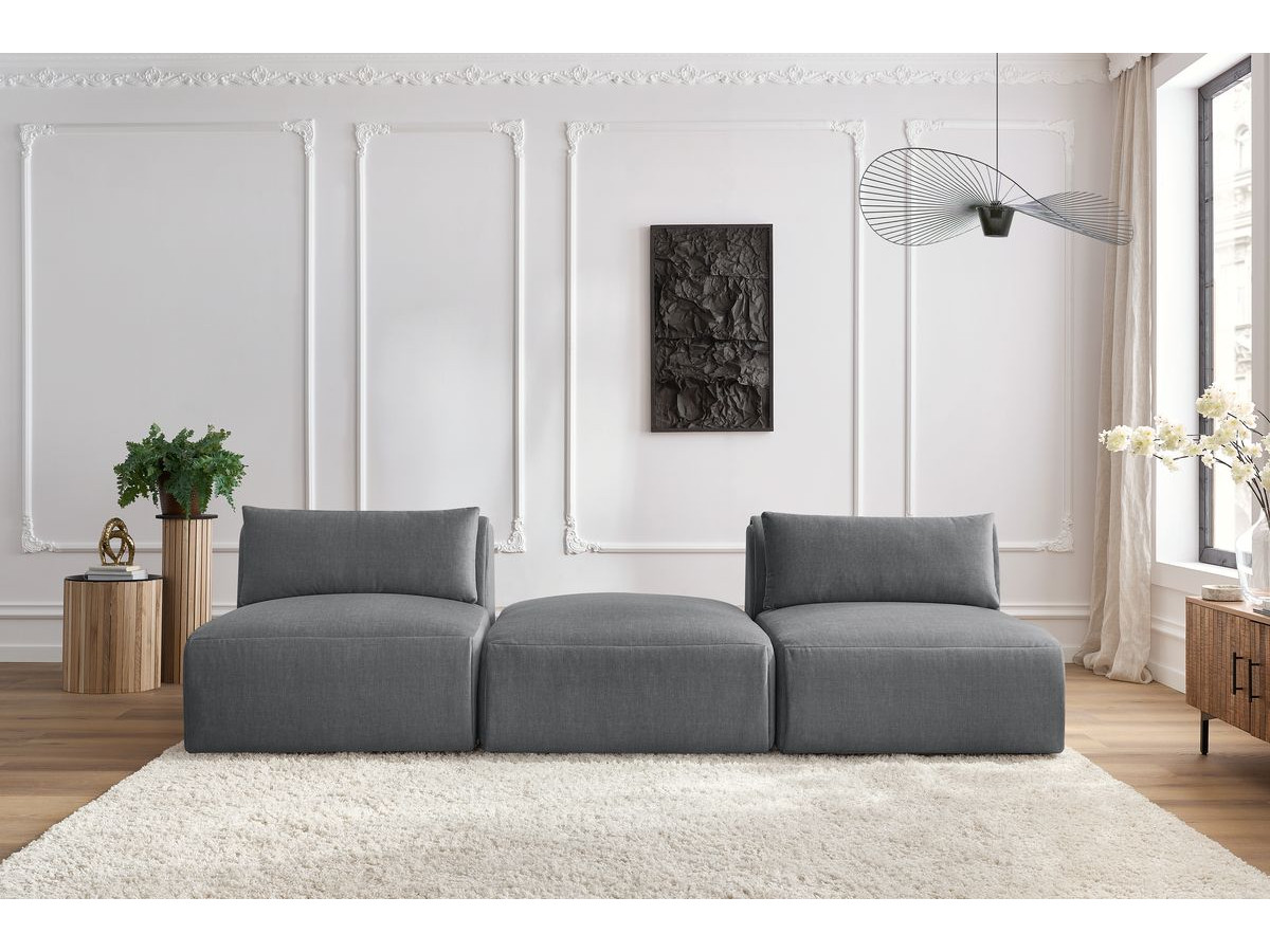Bobochic Jeanne Sofa 3-Sitzer Samt Dunkelgrau
