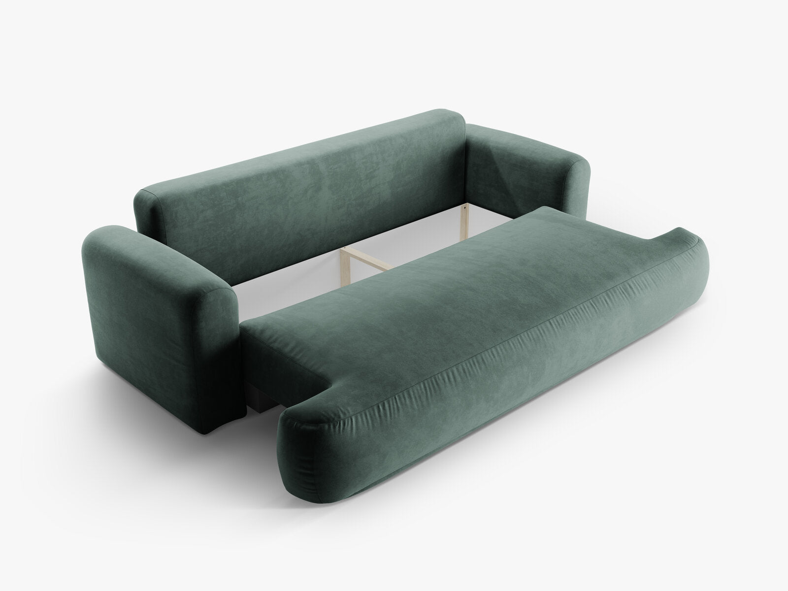 Micadoni Ella Schlafsofa 3-Sitzer mit Bettkasten Samt Vogue Petrol