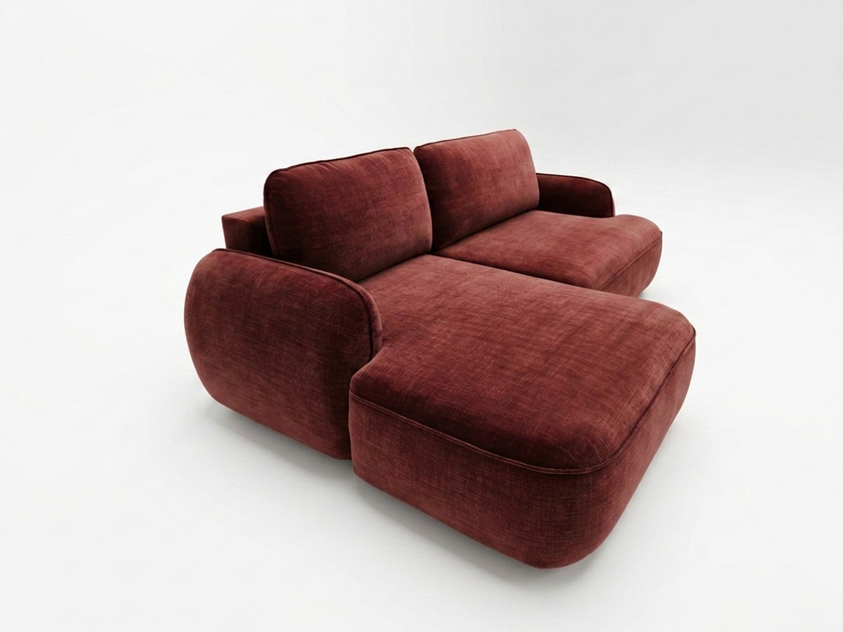 Bobochic Celeste Ecksofa mit Schlaffunktion und Bettkasten Stoff Rot Ecke links