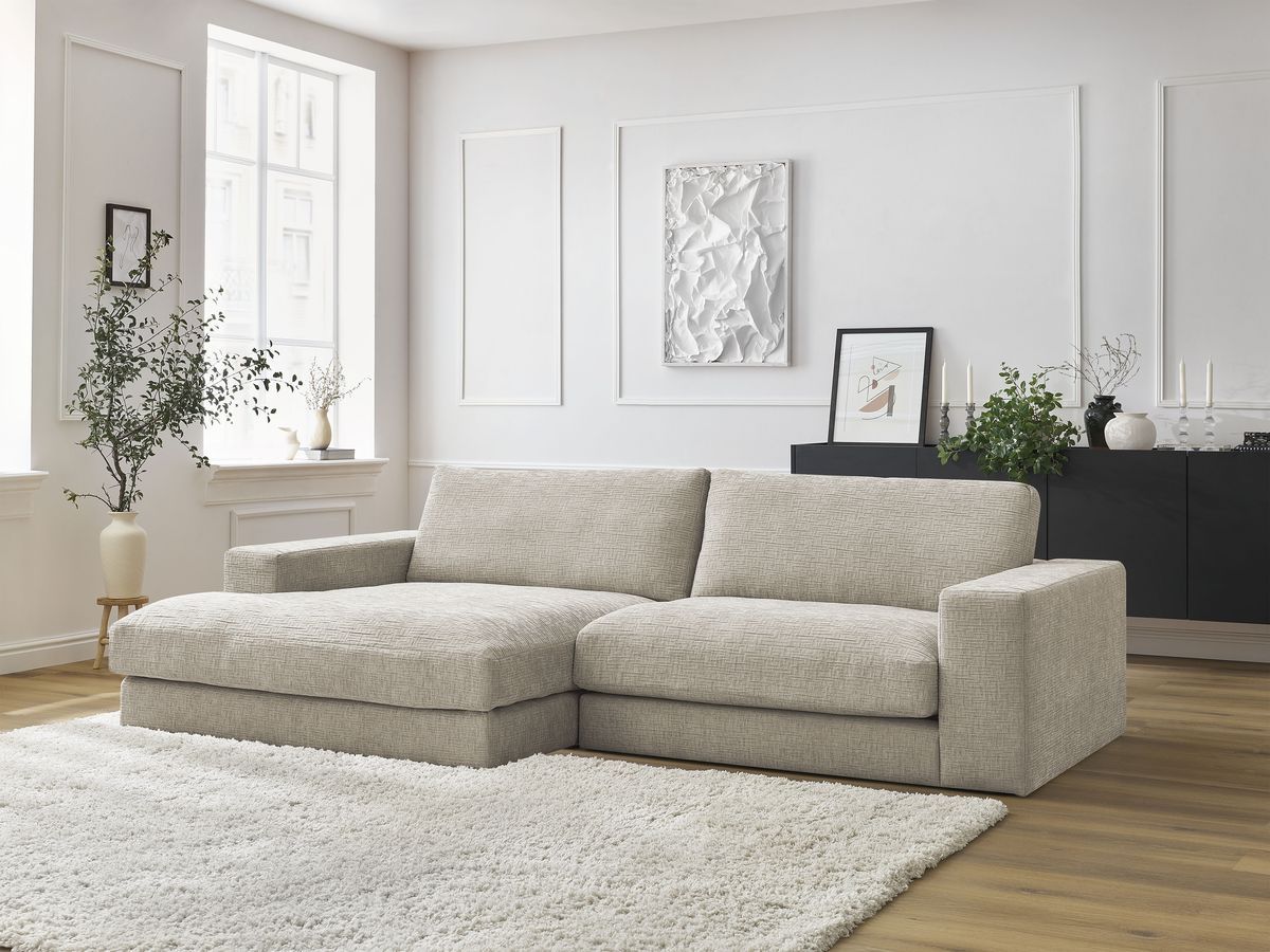 Bobochic Leonard Ecksofa 234 × 159 cm Strukturstoff Beige Ecke links