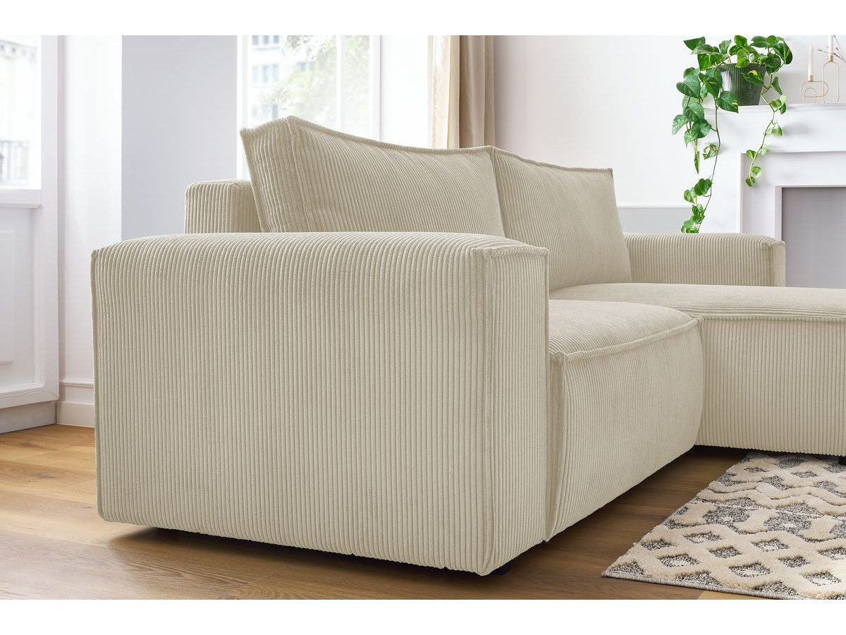 Bobochic Nihad Ecksofa Cordsamt Beige Ecke rechts