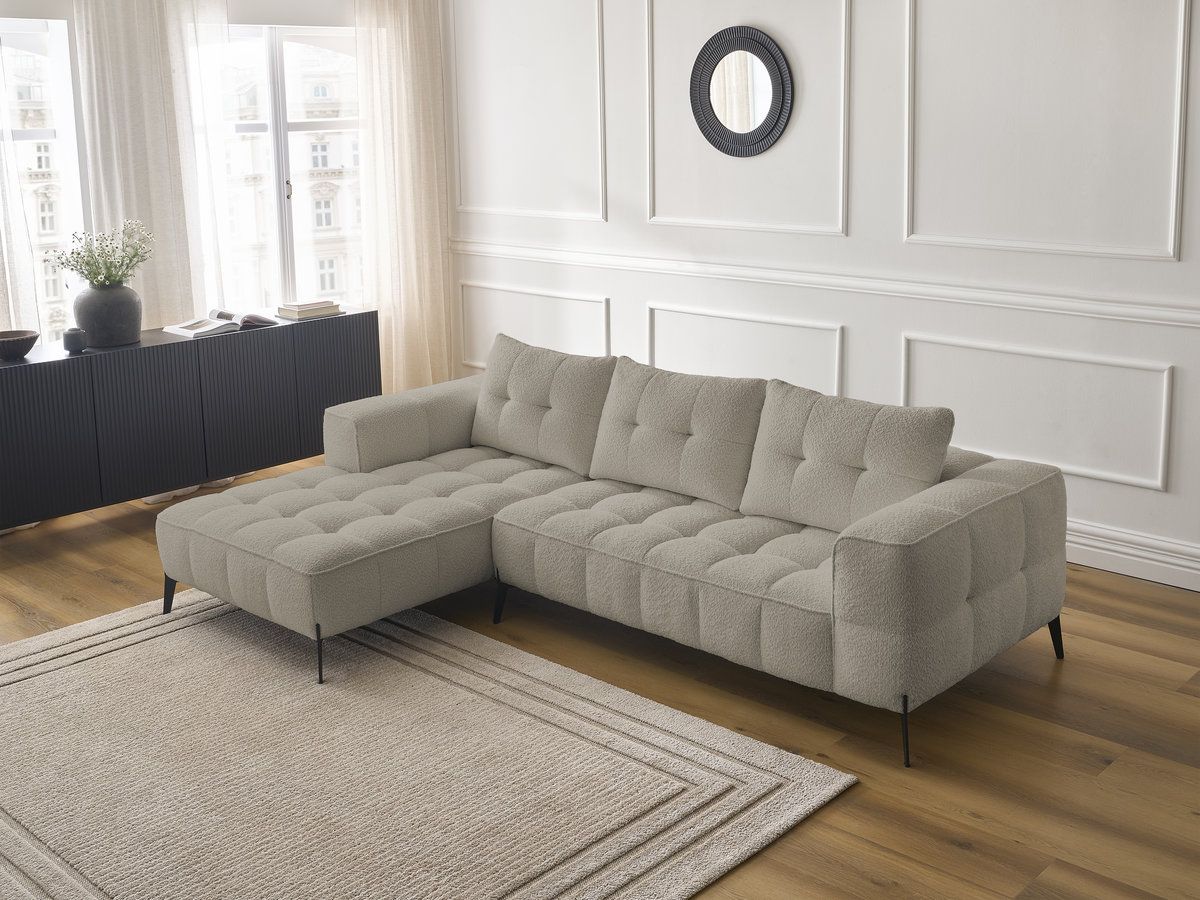 Bobochic Anis Ecksofa Bouclé-Stoff Taupe Ecke links