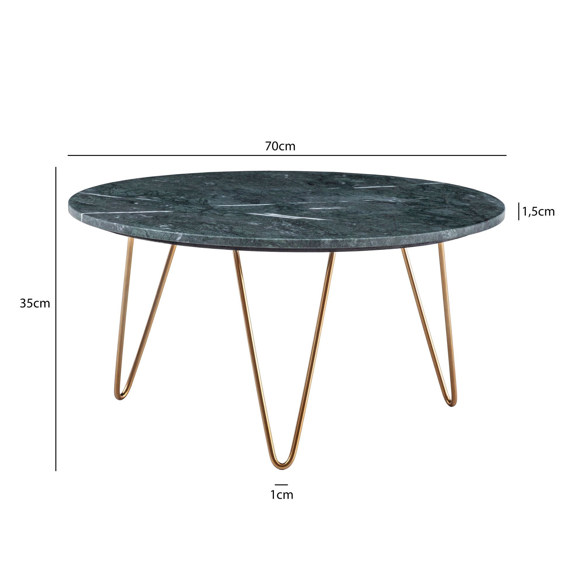 Couchtisch Tjeldsund Marmor Grün Ø 70 × H 35 cm