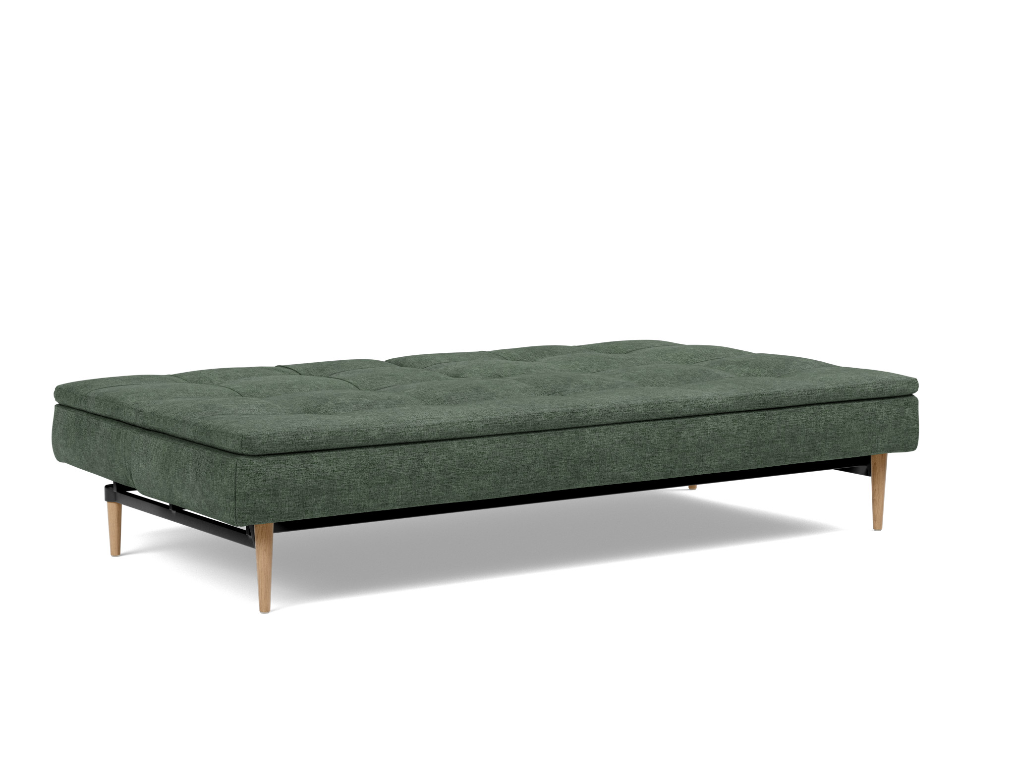 Schlafsofa Dublexo Flachgewebe Avella 281-Pine-Green Beine Styletto Eiche hell