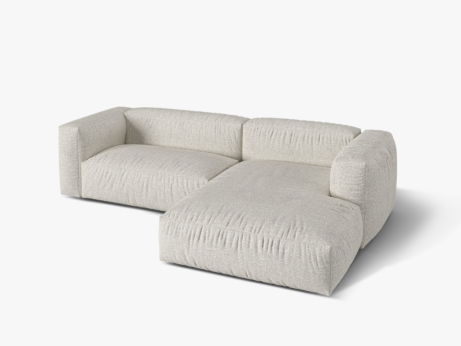 Micadoni Ecksofa Martina 2-Sitzer Rechts Boucle Monet Grau Beige Melange