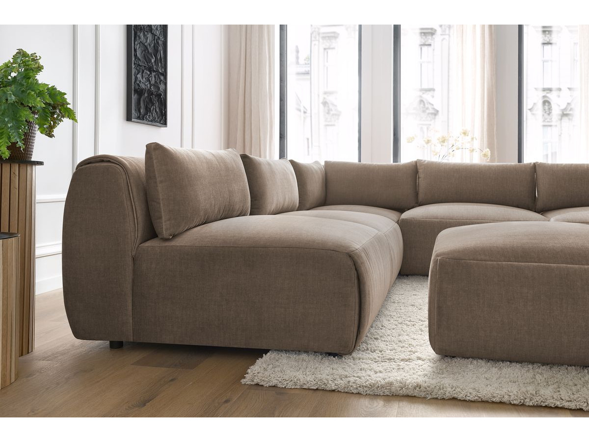 Bobochic Jeanne Ecksofa mit Pouf Samt Taupe