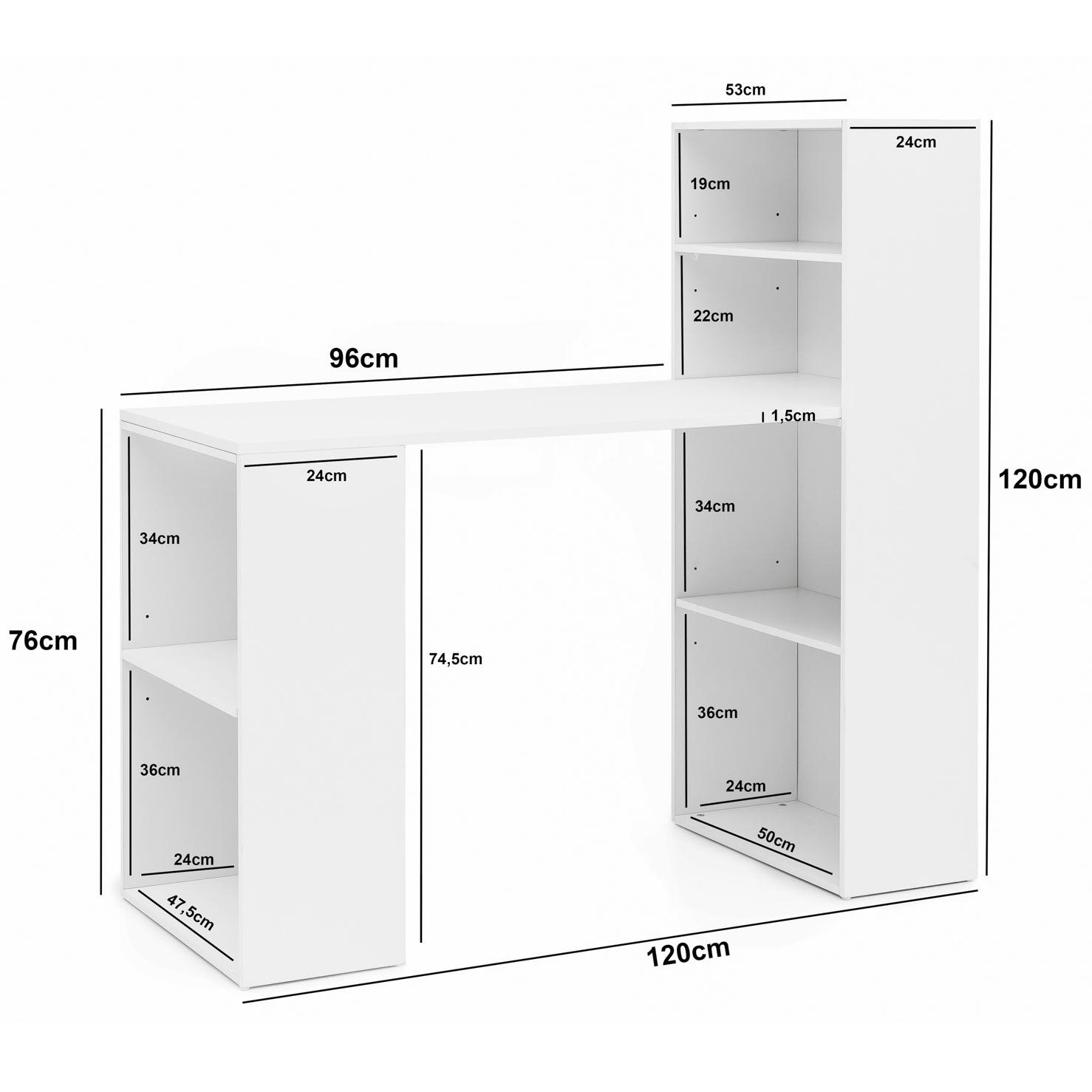 Schreibtisch Havnso Weiß 120 × 53 × 120 cm