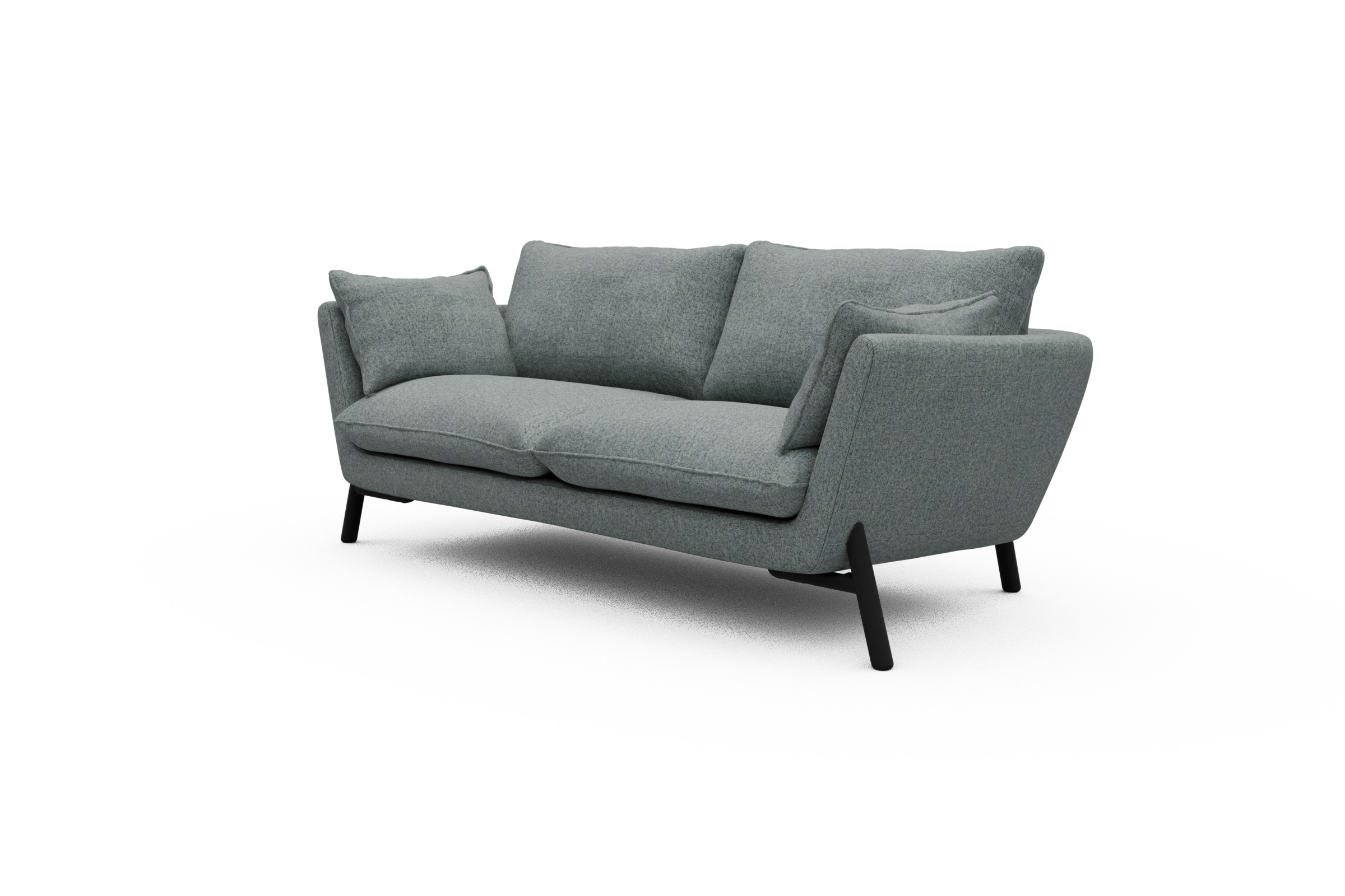 Sofa Emil 2-Sitzer Beinfarbe Eiche Schwarz Casone-Light-Mixed-Green
