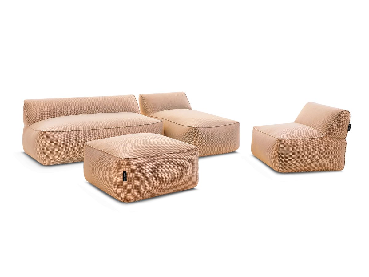 Bobochic Riviera Gartensofa 5-Sitzer mit Pouf Melange-Stoff Orange