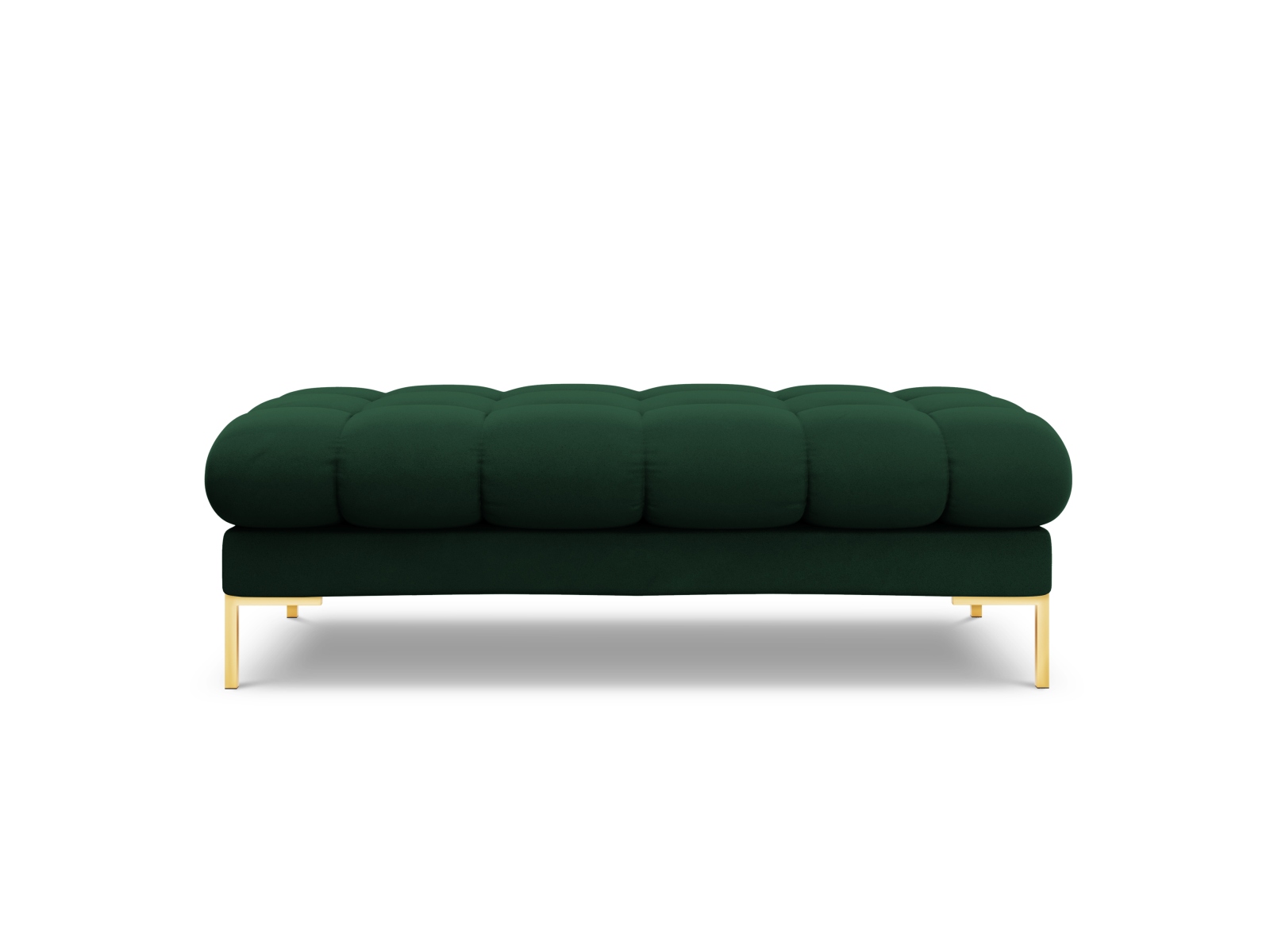 Cosmopolitan Design Polsterbank Bali 2-Sitzer Samt Bluvel Flaschengrün Beine Gold