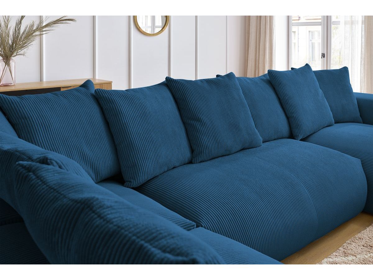 Bobochic Voltaire Wohnlandschaft 356 × 214 cm Cordsamt Dunkelblau Ecke rechts