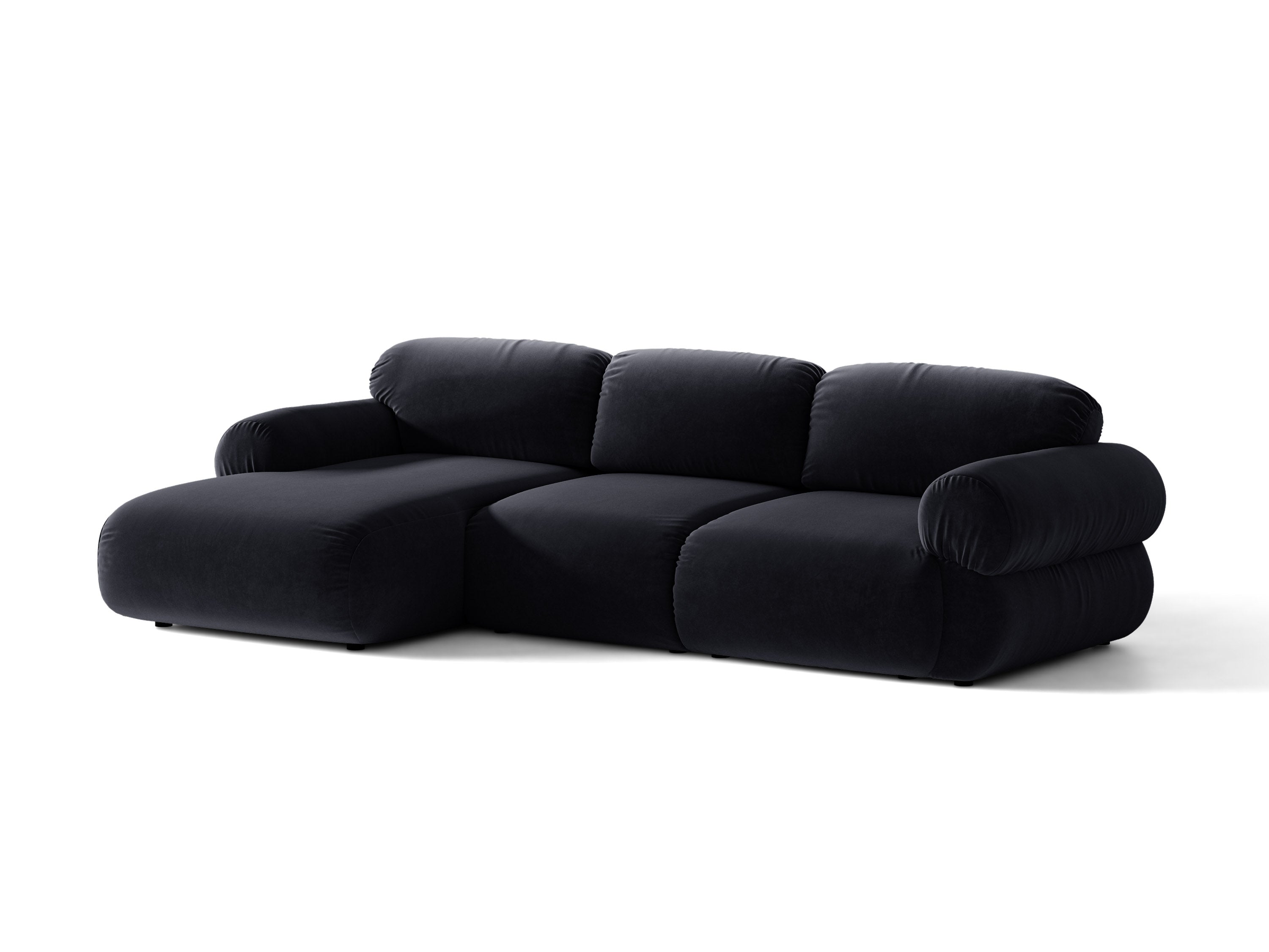 Micadoni Ophelia Ecksofa 6-Sitzer Links Samt Salvador Königsblau