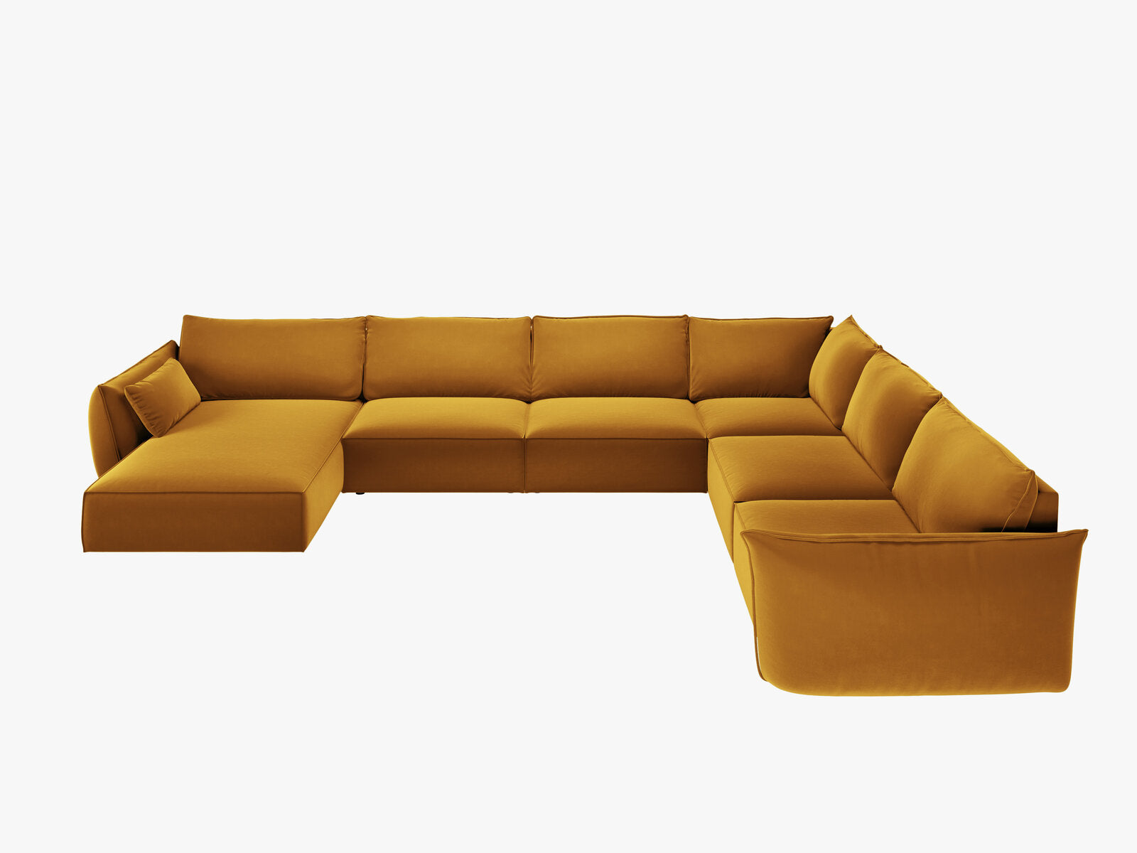 Micadoni Panorama-Ecksofa Kaelle 8-Sitzer Rechts Samt Bluvel Gelb