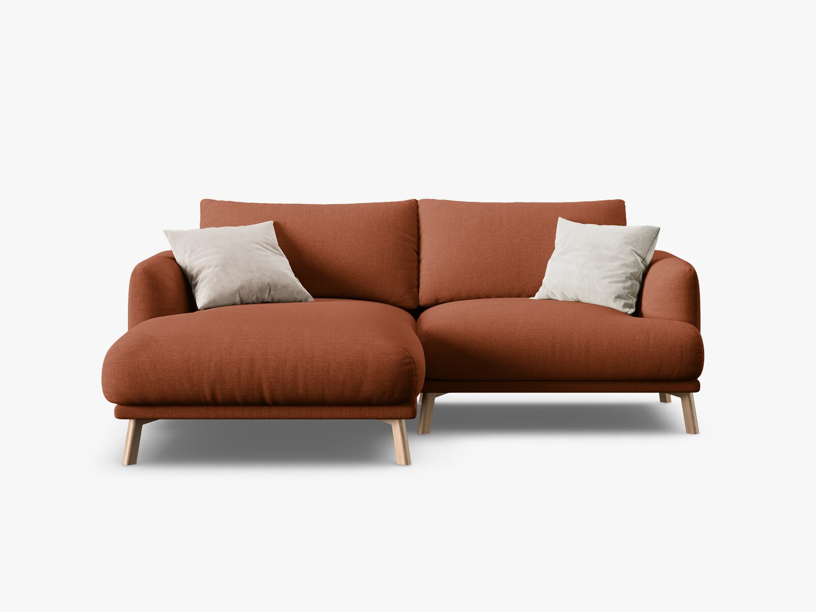 Micadoni Ecksofa Naomi 3-Sitzer kleine Version Links Strukturierter Stoff Liberty Ziegel