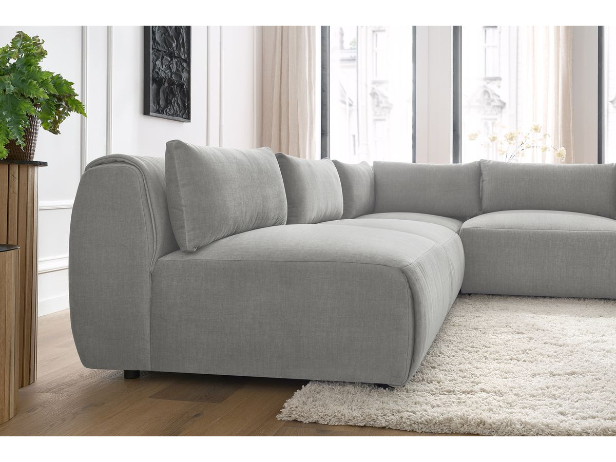 Bobochic Jeanne Ecksofa 299 × 299 cm Samt Hellgrau