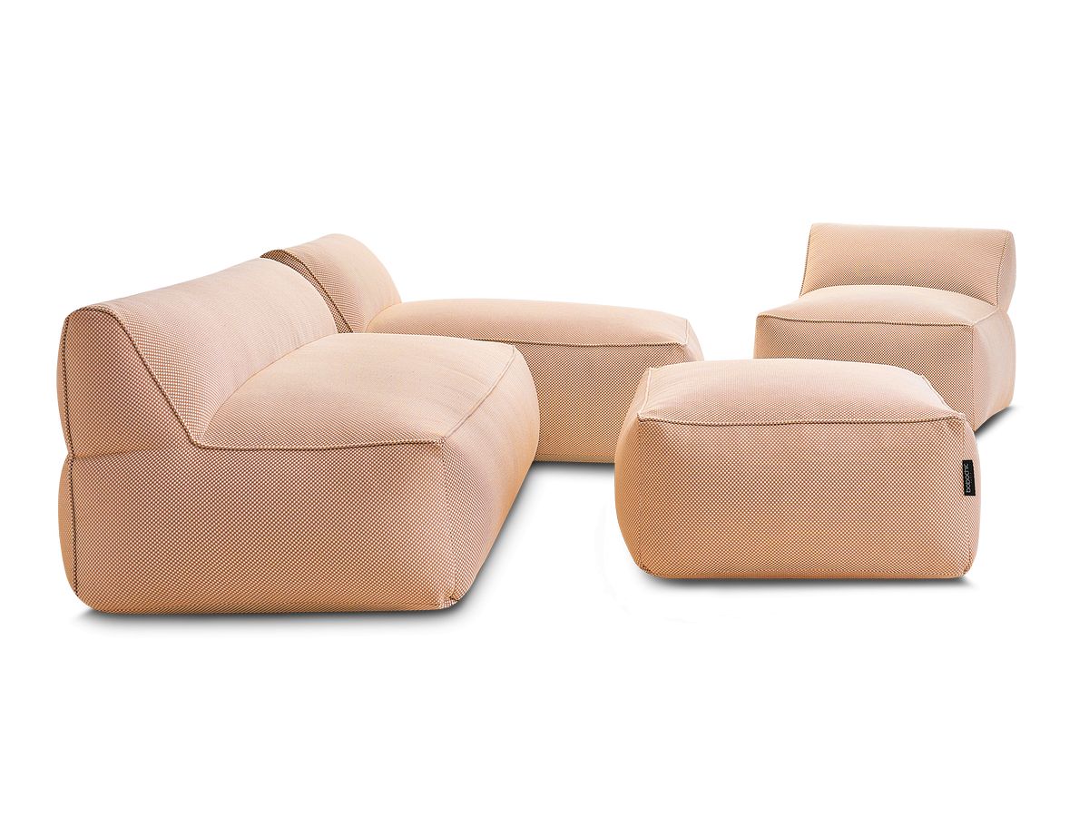 Bobochic Riviera Gartensofa 5-Sitzer mit Pouf Melange-Stoff Orange