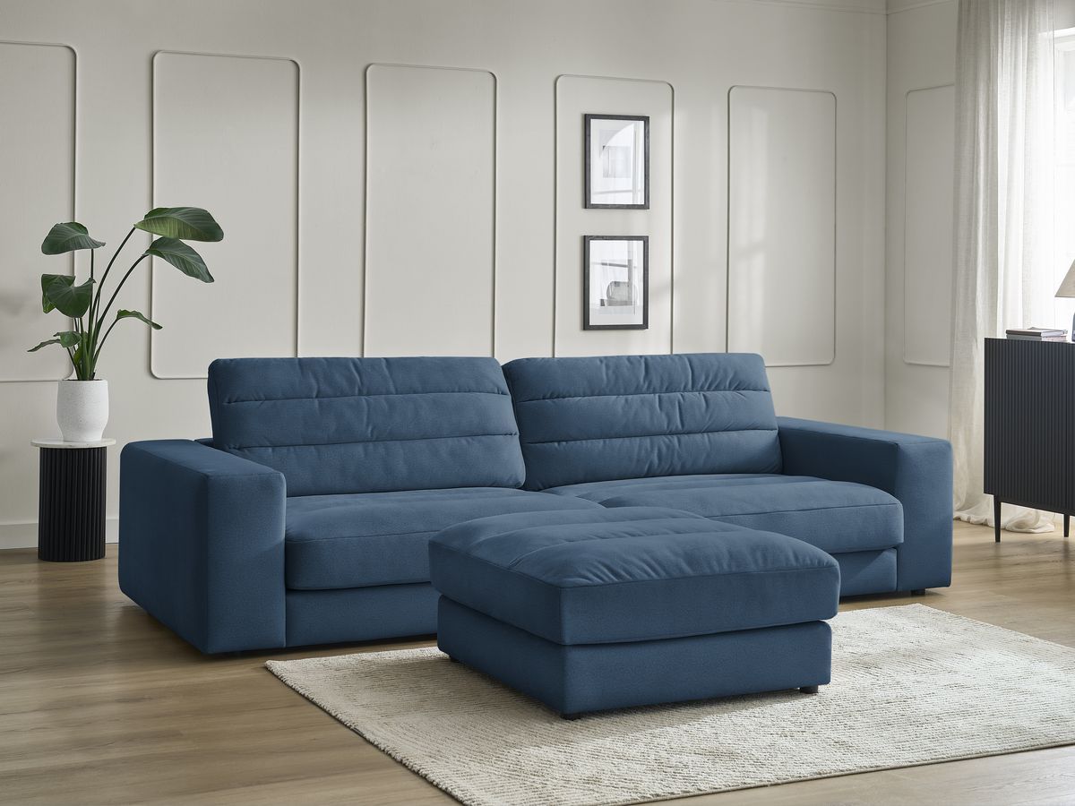 Bobochic Sierra Sofa 4-Sitzer mit Pouf Samt Dunkelblau