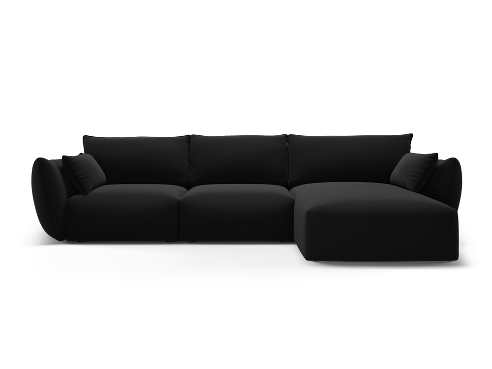 Cosmopolitan Design Ecksofa Matera 5-Sitzer Samt Salvador Schwarz Rechts