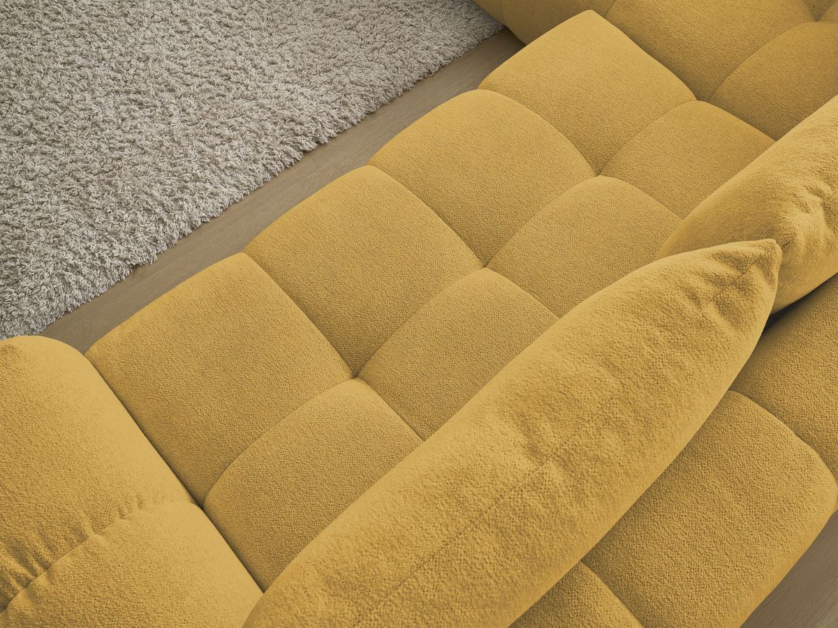 Bobochic Everest Ecksofa mit Schlaffunktion und Bettkasten 320 × 212 cm, 5 Kissen Melange-Stoff Gelb Ecke links