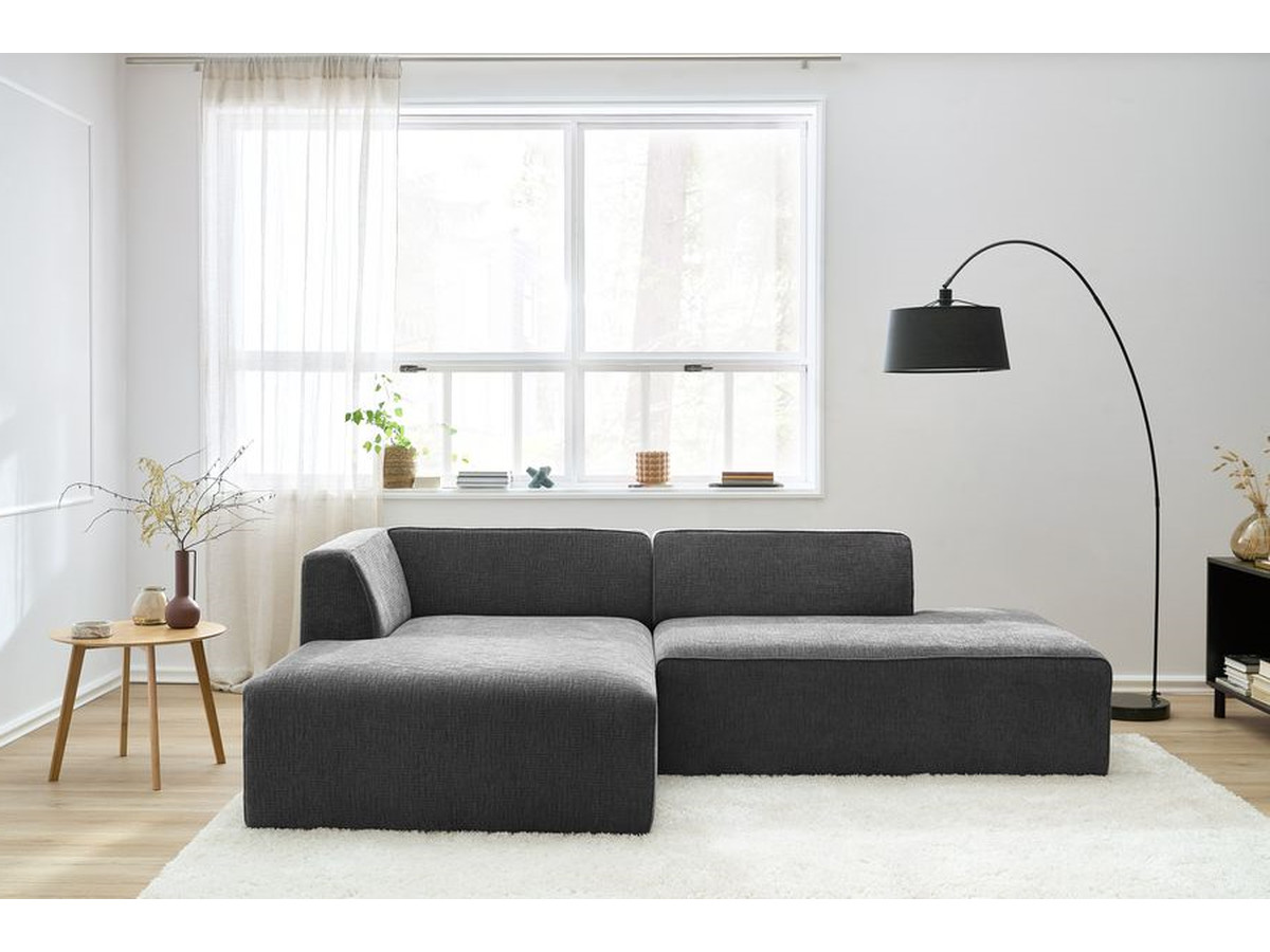 Bobochic Megeve Ecksofa Strukturstoff Dunkelgrau Ecke links