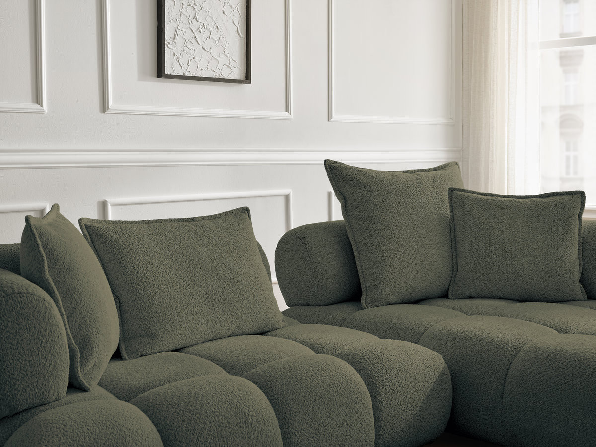 Bobochic Alya Ecksofa Bouclé-Stoff Grün Ecke rechts