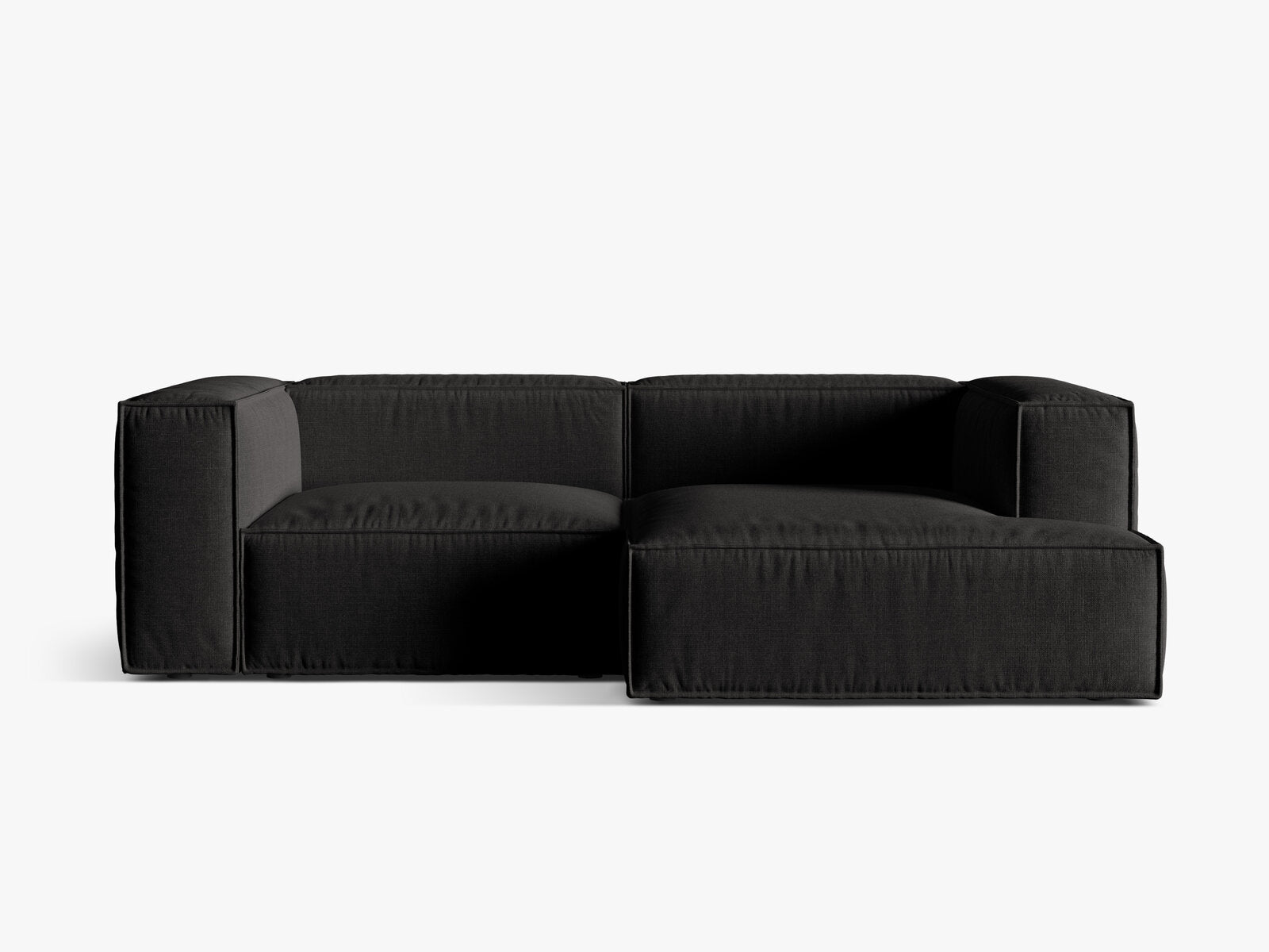 Micadoni Ecksofa Nuria 3-Sitzer Rechts Strukturierter Stoff Schwarz