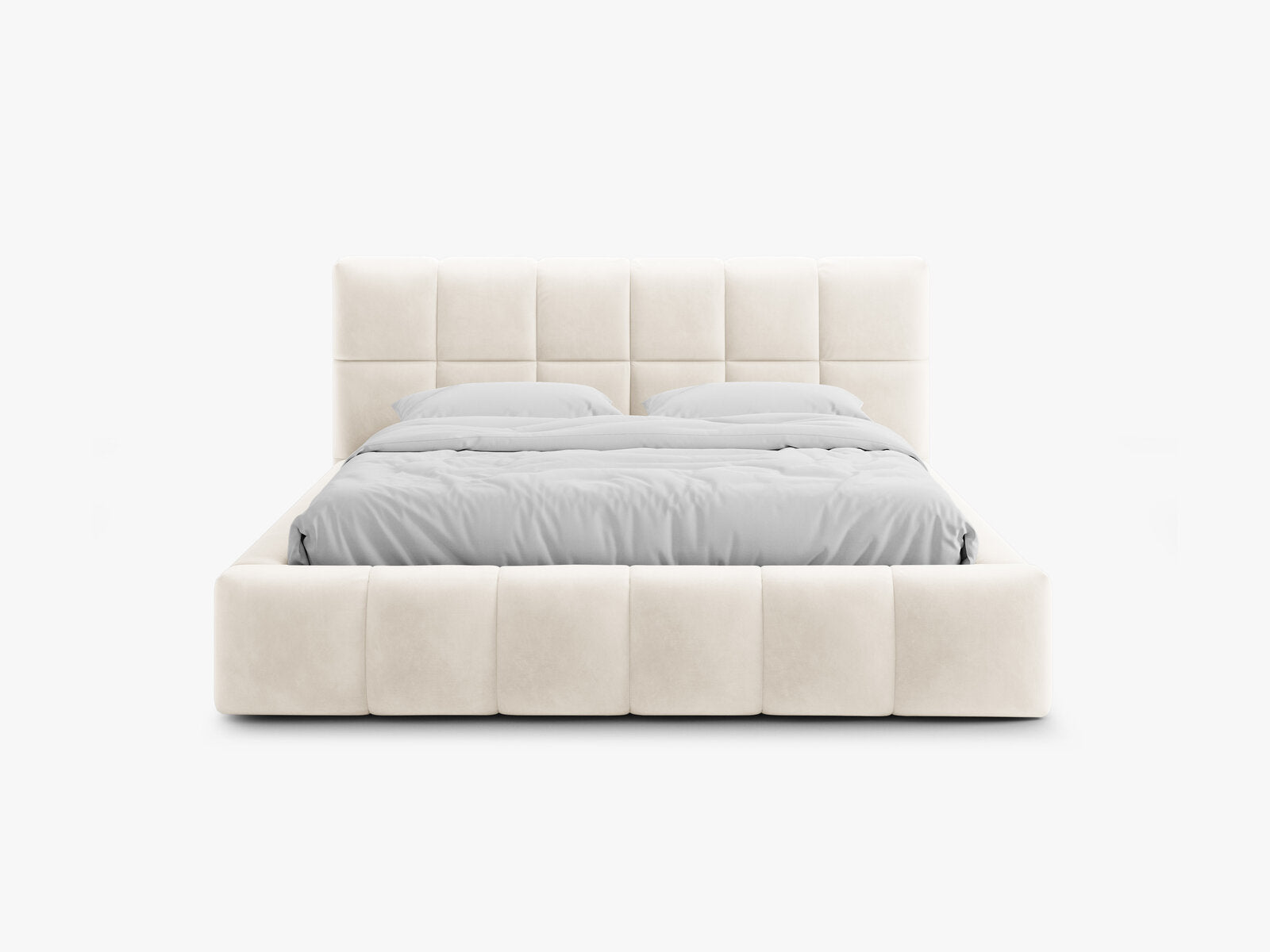 Micadoni Stauraumbett mit Kopfteil Bellis Samt Bluvel Helles Beige