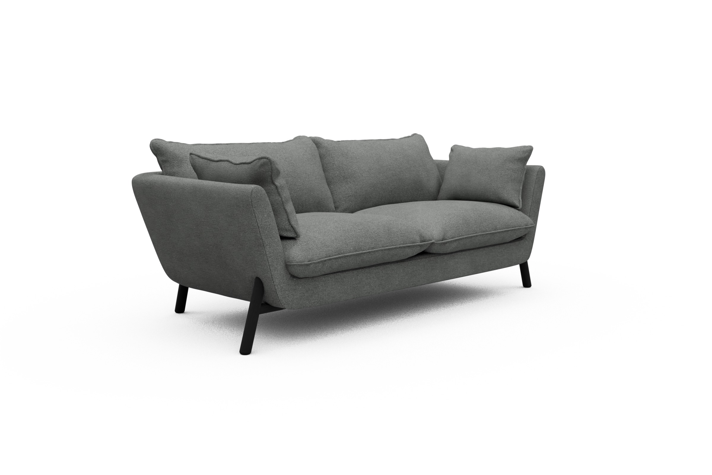 Sofa Emil PREMIUM 2-Sitzer Beinfarbe Eiche Schwarz Boucle-Ash-Grey