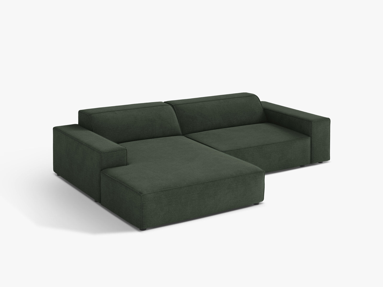 Micadoni Ecksofa Jodie 3-Sitzer Strukturierter Stoff Liberty Moßgrün Links