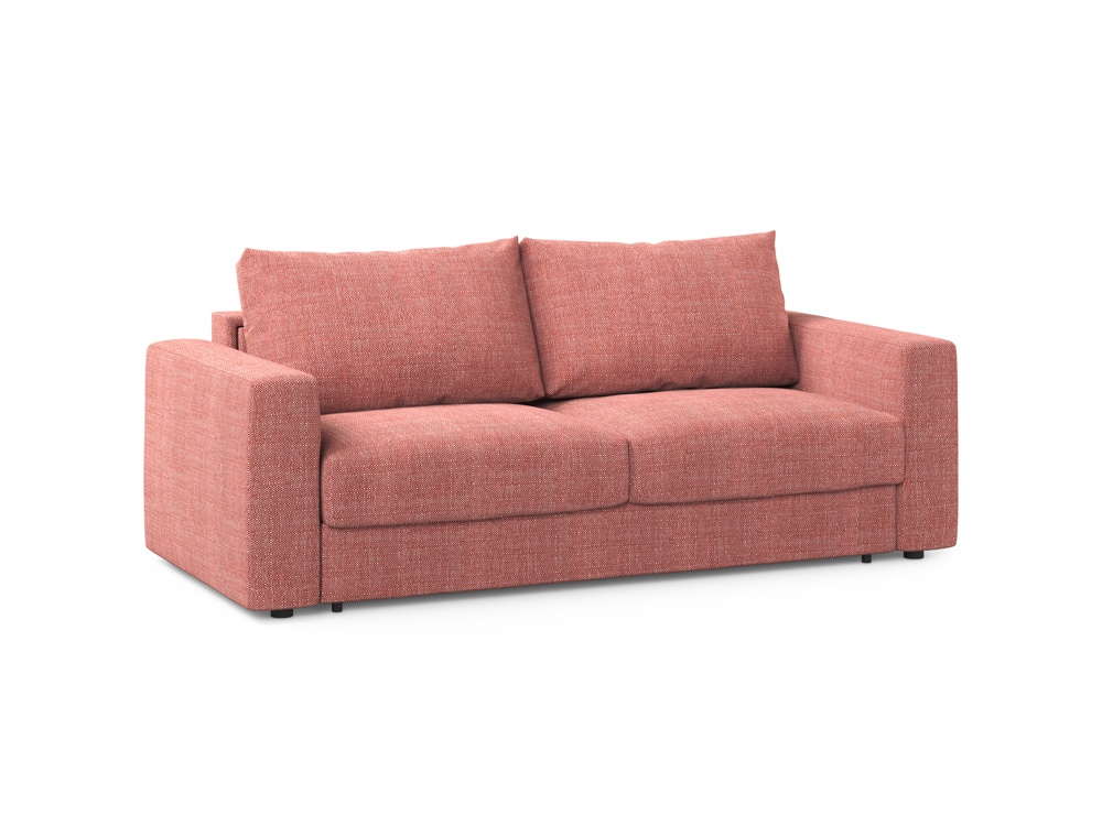 Cosmopolitan Design Schlafsofa Grena 3-Sitzer mit Bettkasten Strukturierter Stoff Babel Rot