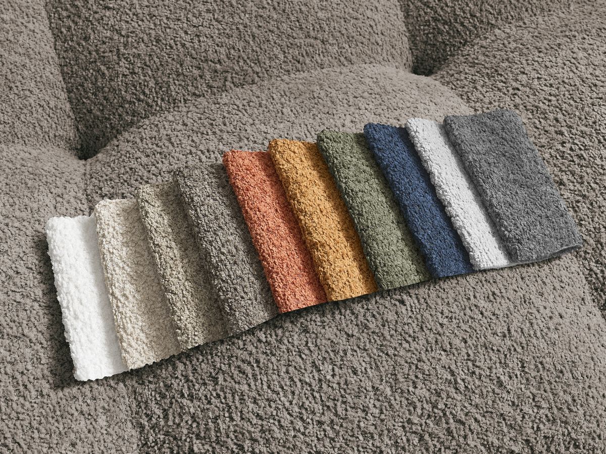 Bobochic Anakin Ecksofa, 6 Kissen Bouclé-Stoff Braun