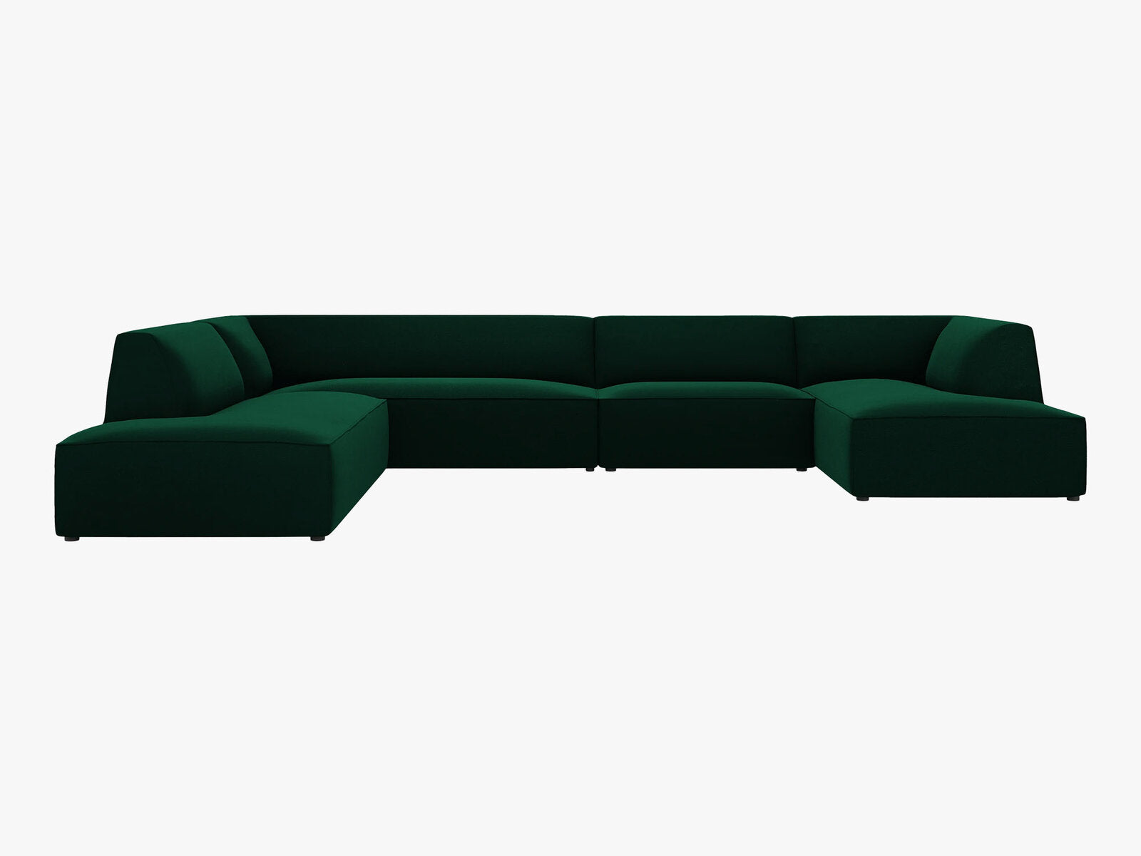 Micadoni Panorama-Ecksofa Ruby 7-Sitzer Links Samt Salvador Flaschengrün