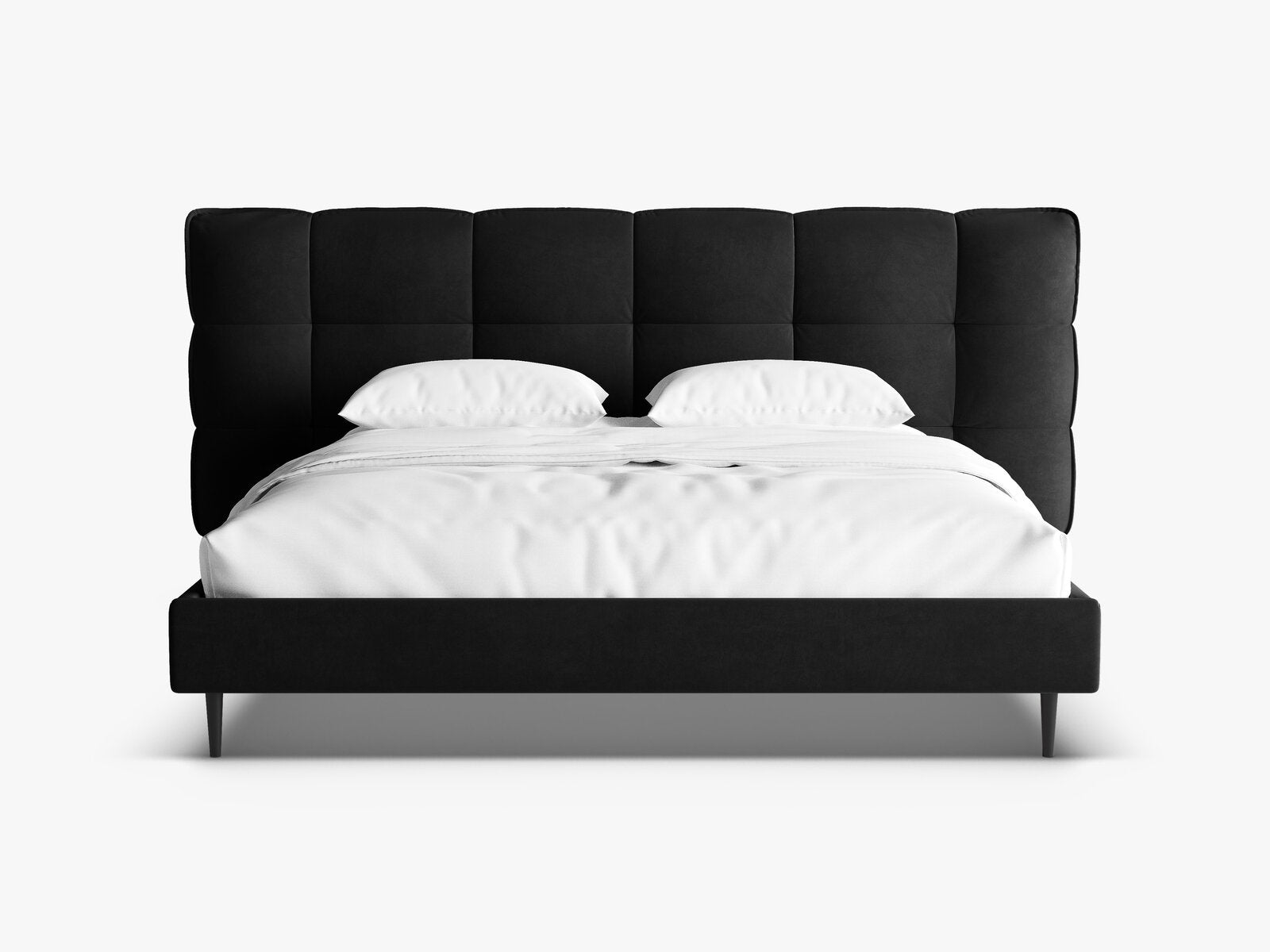 Micadoni Stauraumbett mit Kopfteil Eric with legs Samt Casino Schwarz 140x200