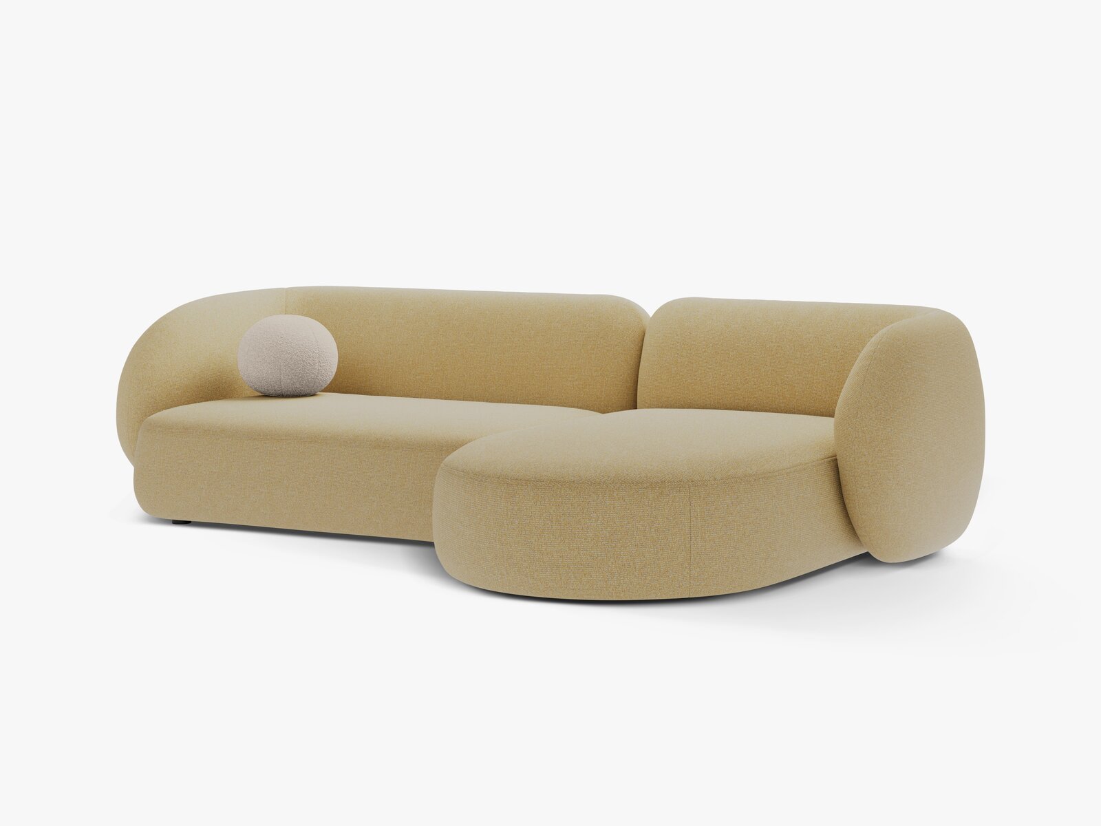 Micadoni Ecksofa Kate 3-Sitzer Rechts Strukturierter Stoff Sonnenblumen Melange