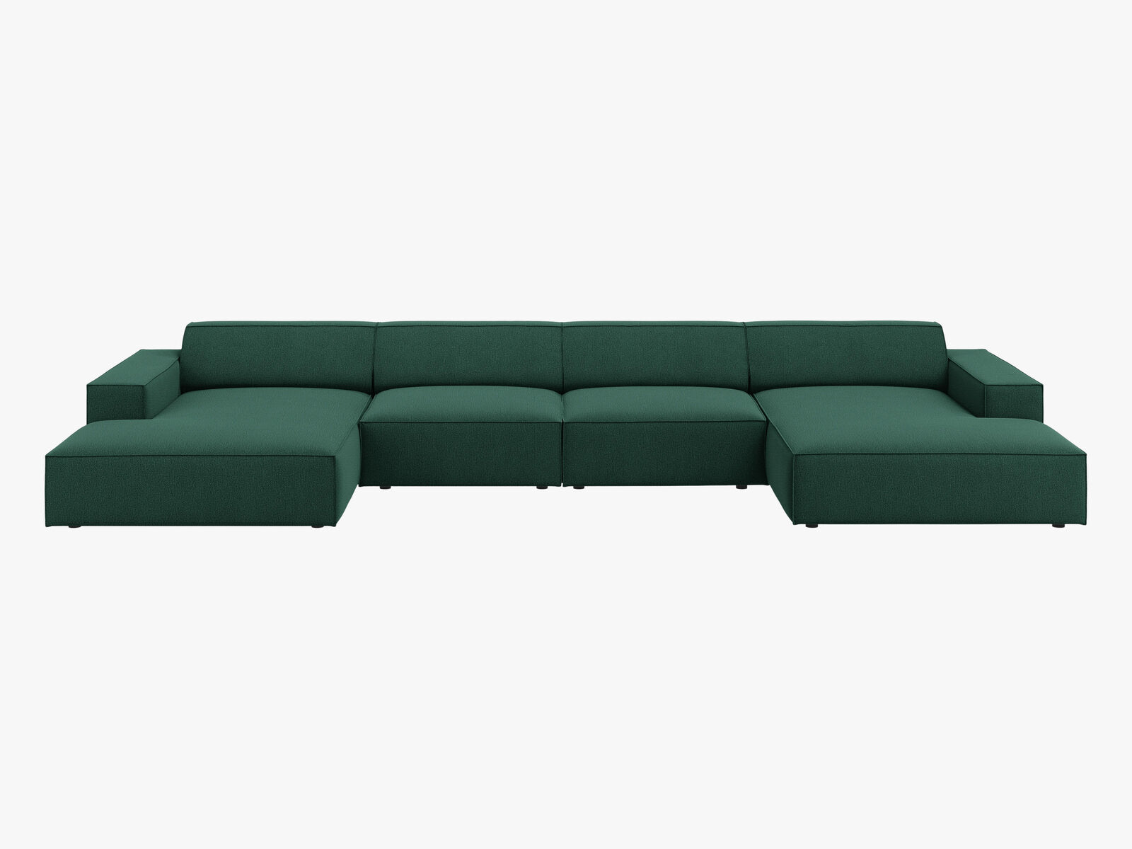 Micadoni Panorama-Sofa Jodie 6-Sitzer Strukturierter Stoff Megan Grün