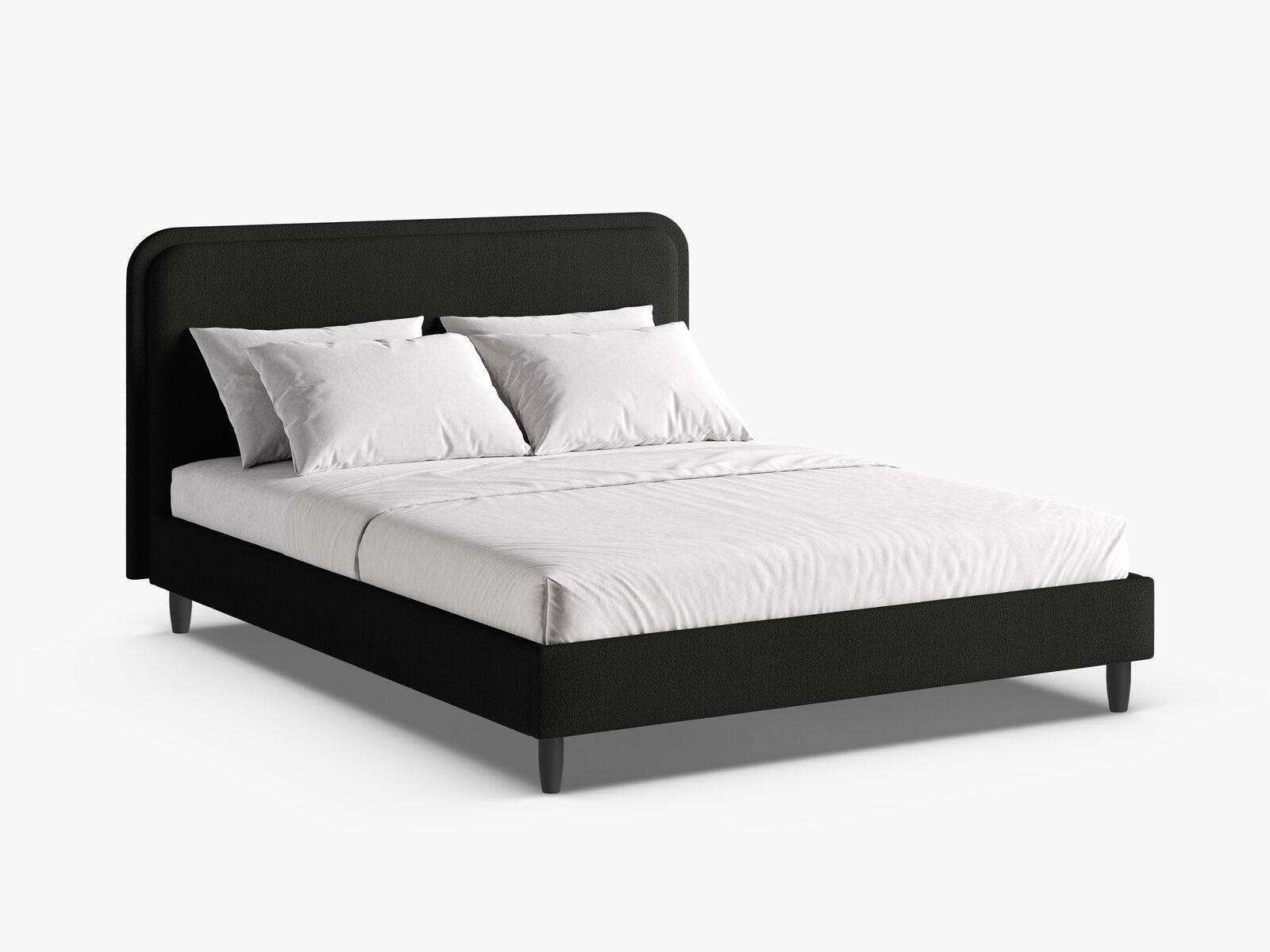 Micadoni Stauraumbett mit Kopfteil Aveline Boucle Baloo Schwarz 160x200