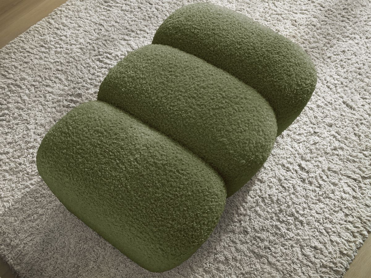 Bobochic Hippolyte Pouf Bouclé-Stoff Grün