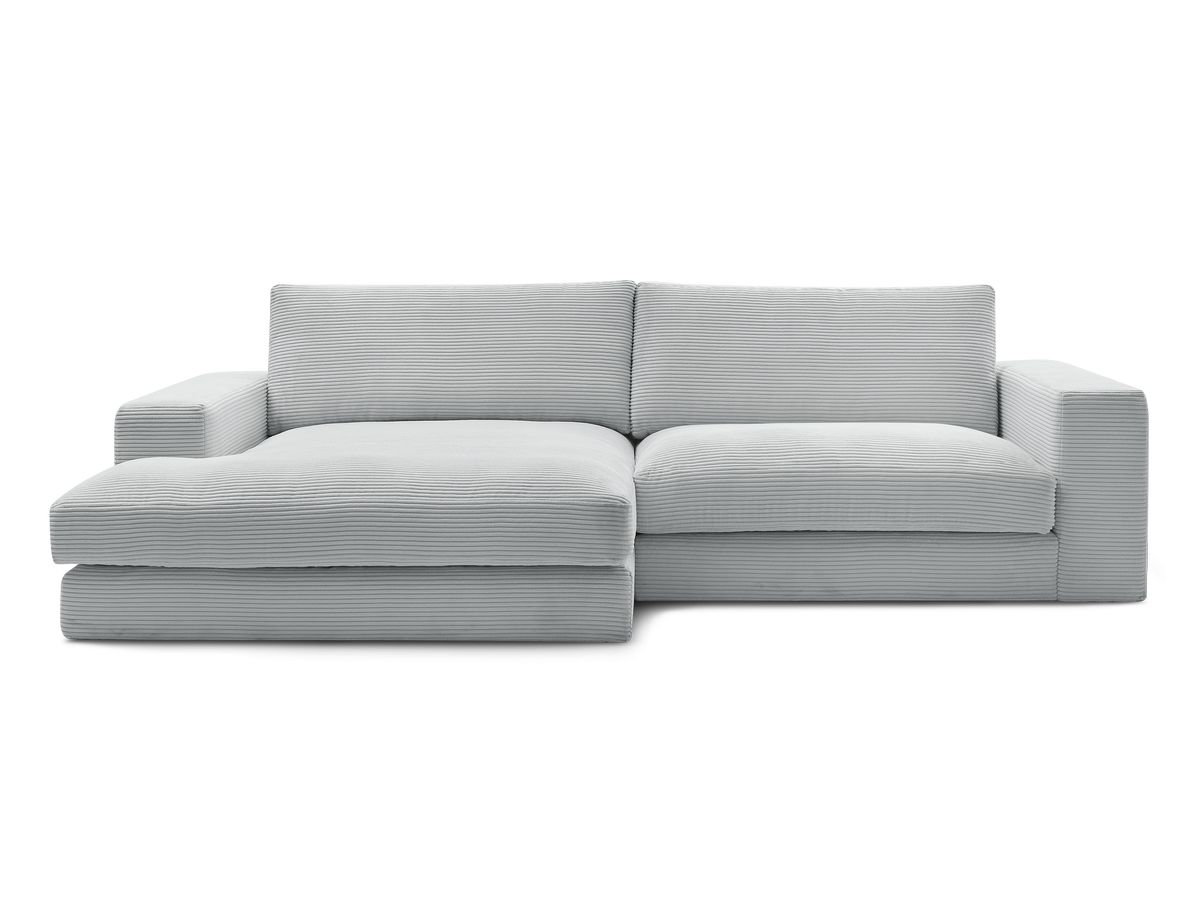 Bobochic Leonard Ecksofa 274 × 159 cm Cordsamt Hellgrau Ecke links