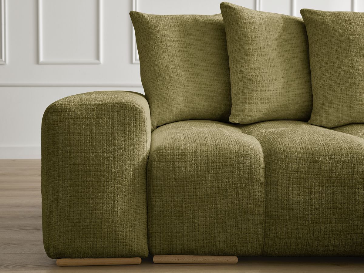 Bobochic Anakin Ecksofa, 6 Kissen Strukturstoff Grün