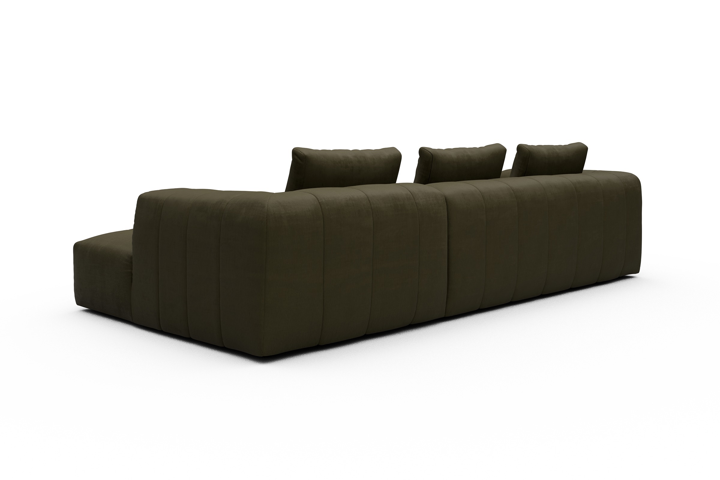 Ecksofa Hugo 2,5-Sitzer Armlehne links mit Chaiselongue Cordufine-Pine-Green