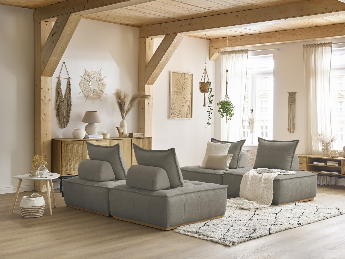 Bobochic Elisa Sofa 4-Sitzer Strukturstoff Taupe