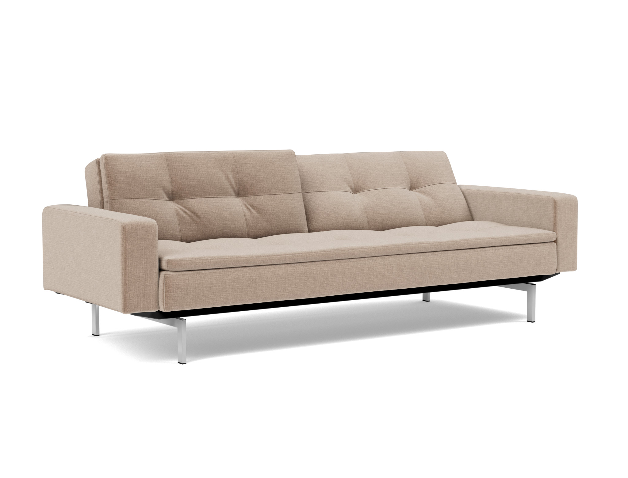 Schlafsofa Dublexo mit Armlehnen Chenille Esina 417-Mocha Beine Chrom
