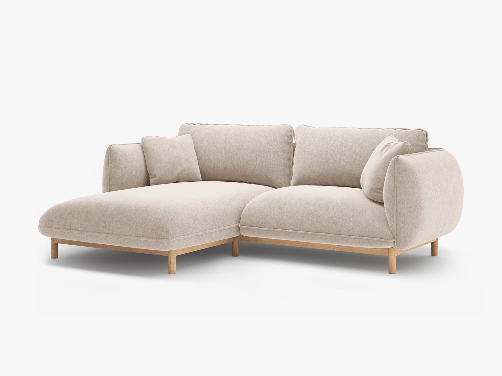 Micadoni Ada Ecksofa 3-Sitzer Links Strukturierter Stoff Wind Helles Beige