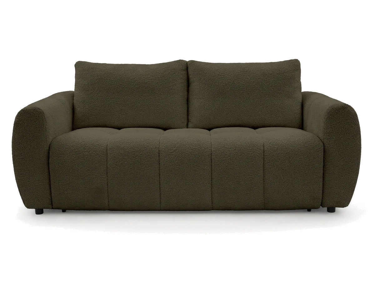 Bobochic Fuji Schlafsofa 3-Sitzer Bouclé-Stoff Grün