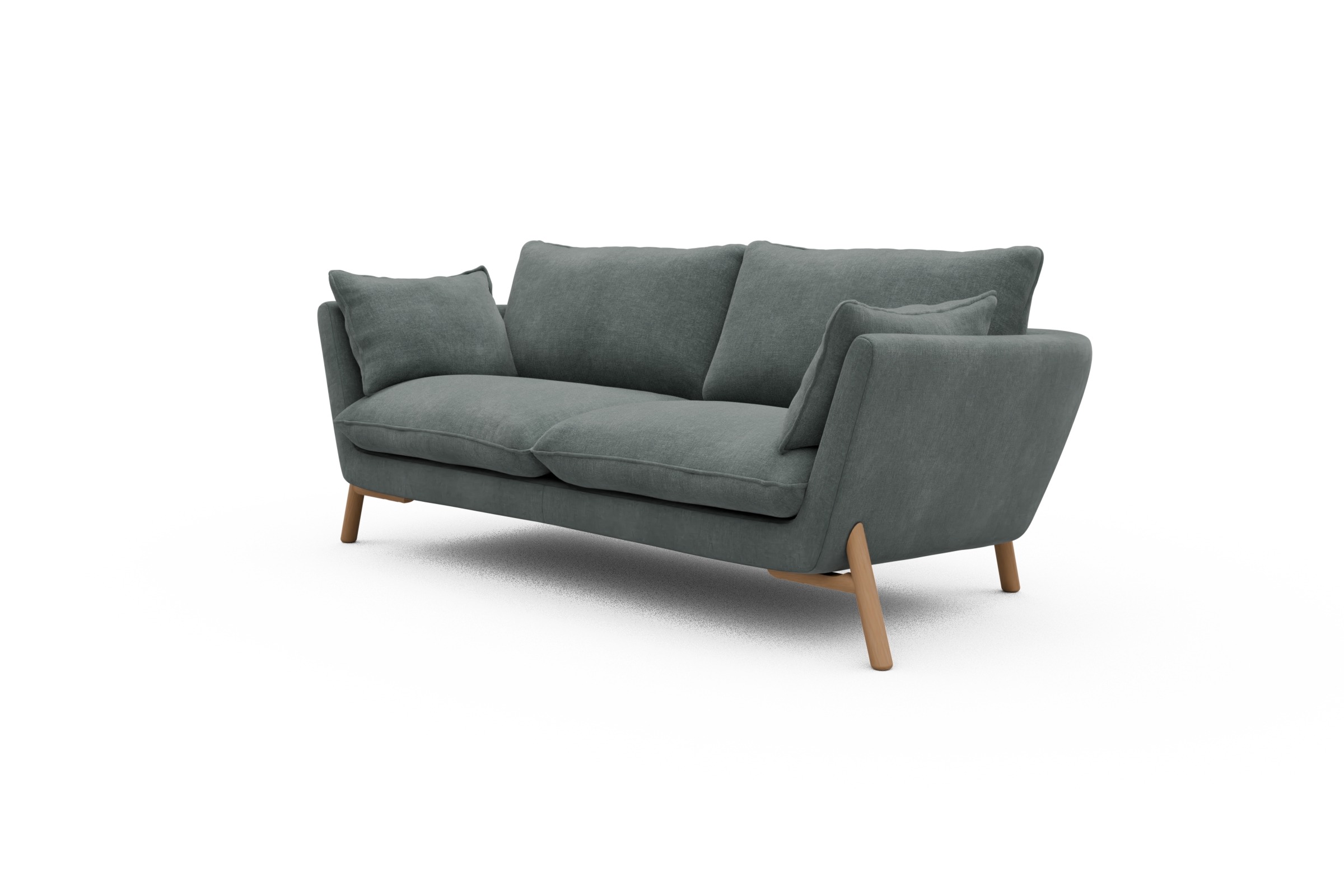 Sofa Emil 2-Sitzer Beinfarbe Eiche Natur Smooth-Silver-Grey