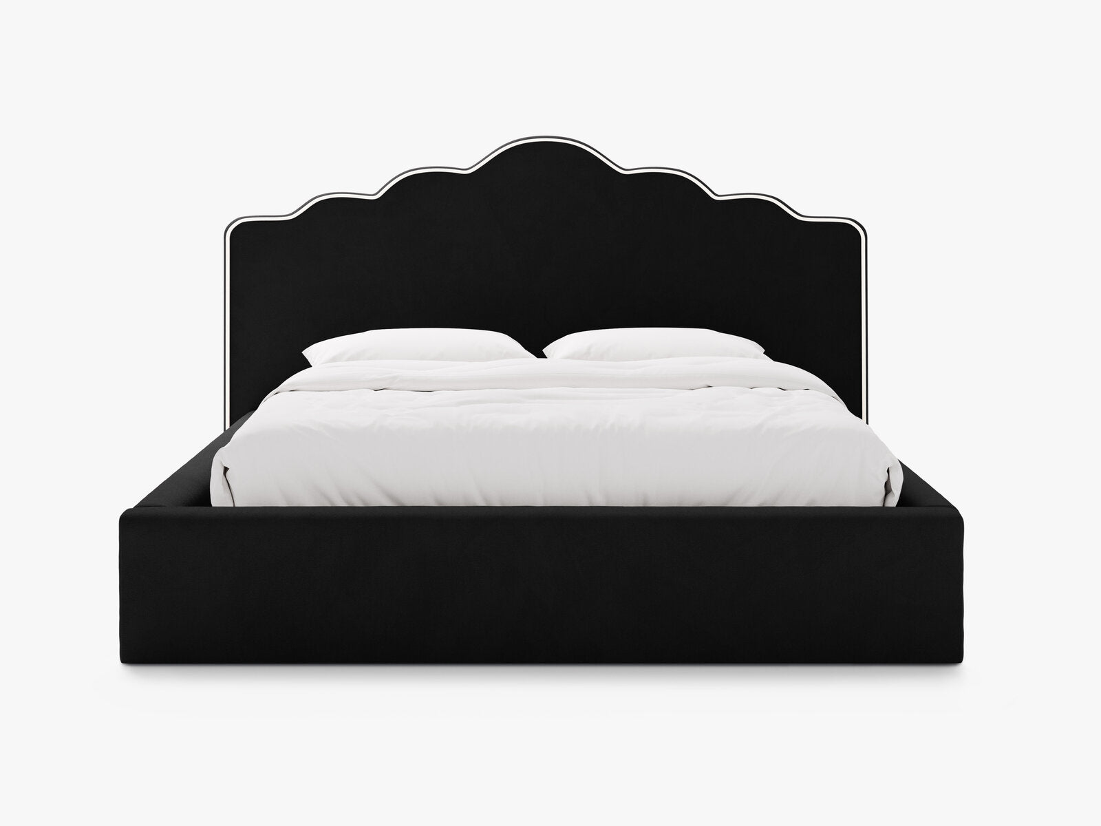 Micadoni Dream Samtbett mit Bettkasten und Kopfteil Samt Magic Velvet Elfenbein / Schwarz 160x200