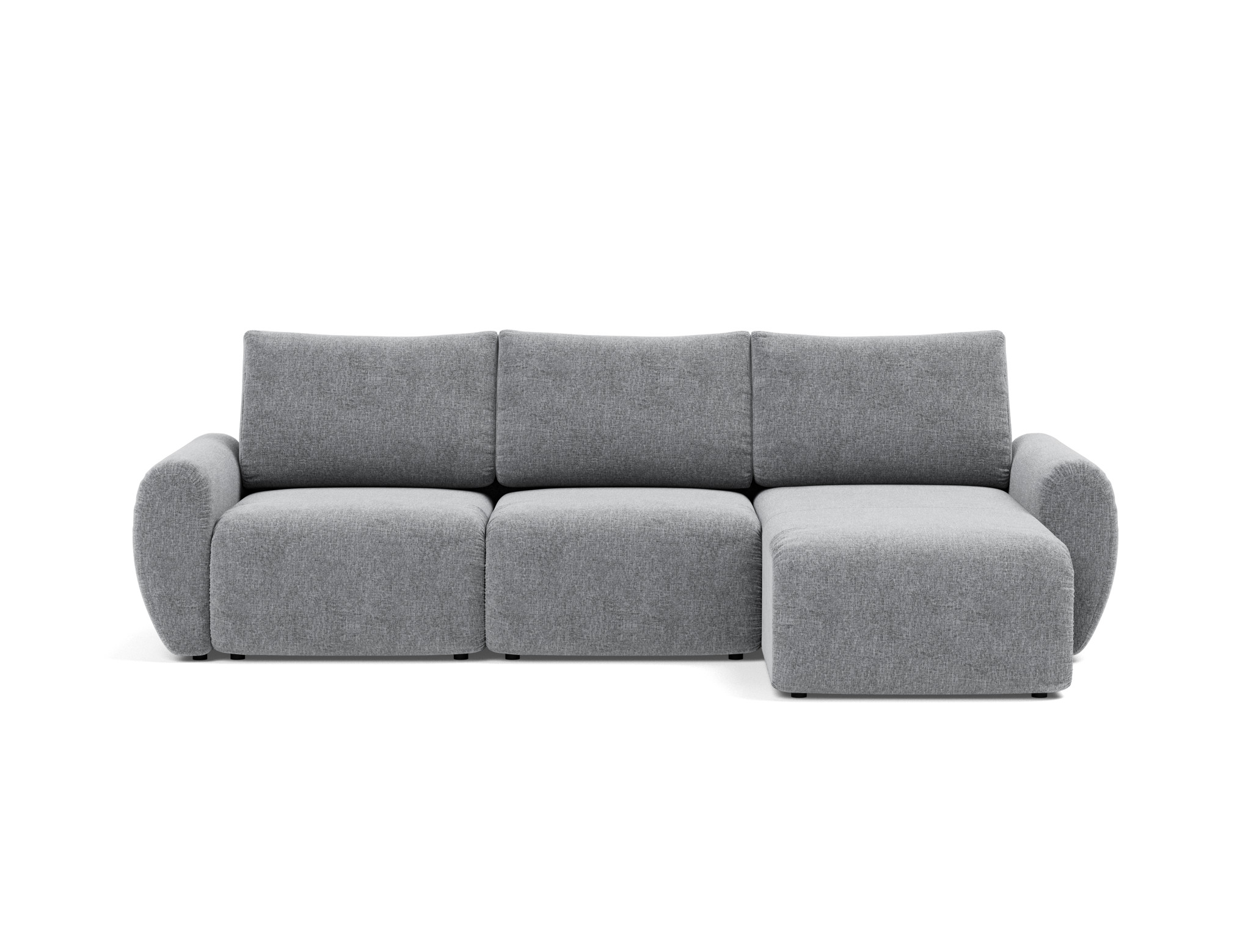 Schlafsofa Norum mit Chaiselongue und Curve-Armlehnen Strukturierter Stoff Twist 565-Granite