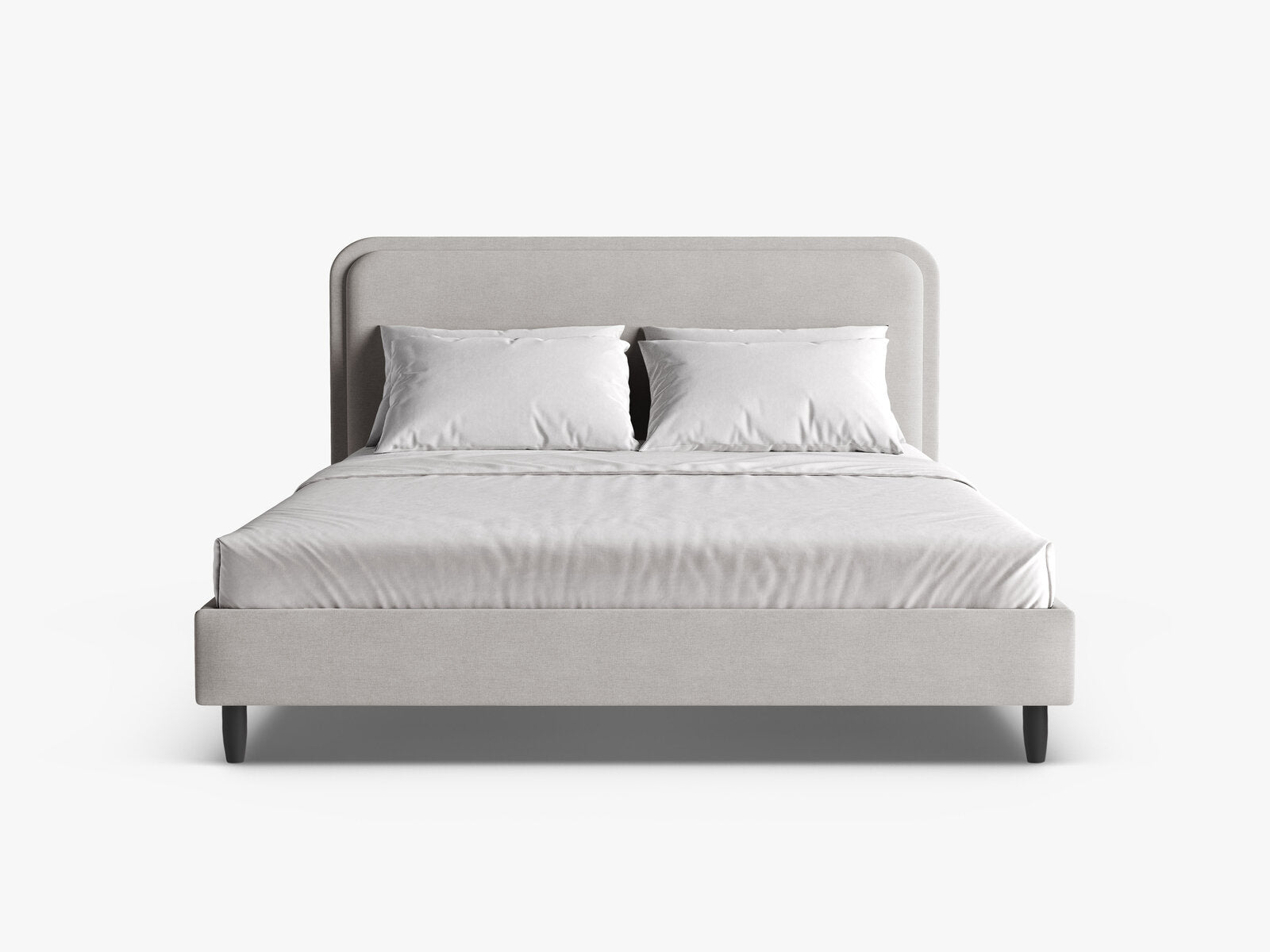 Micadoni Stauraumbett mit Kopfteil Aveline Strukturierter Stoff Wind Hellgrau 200x200